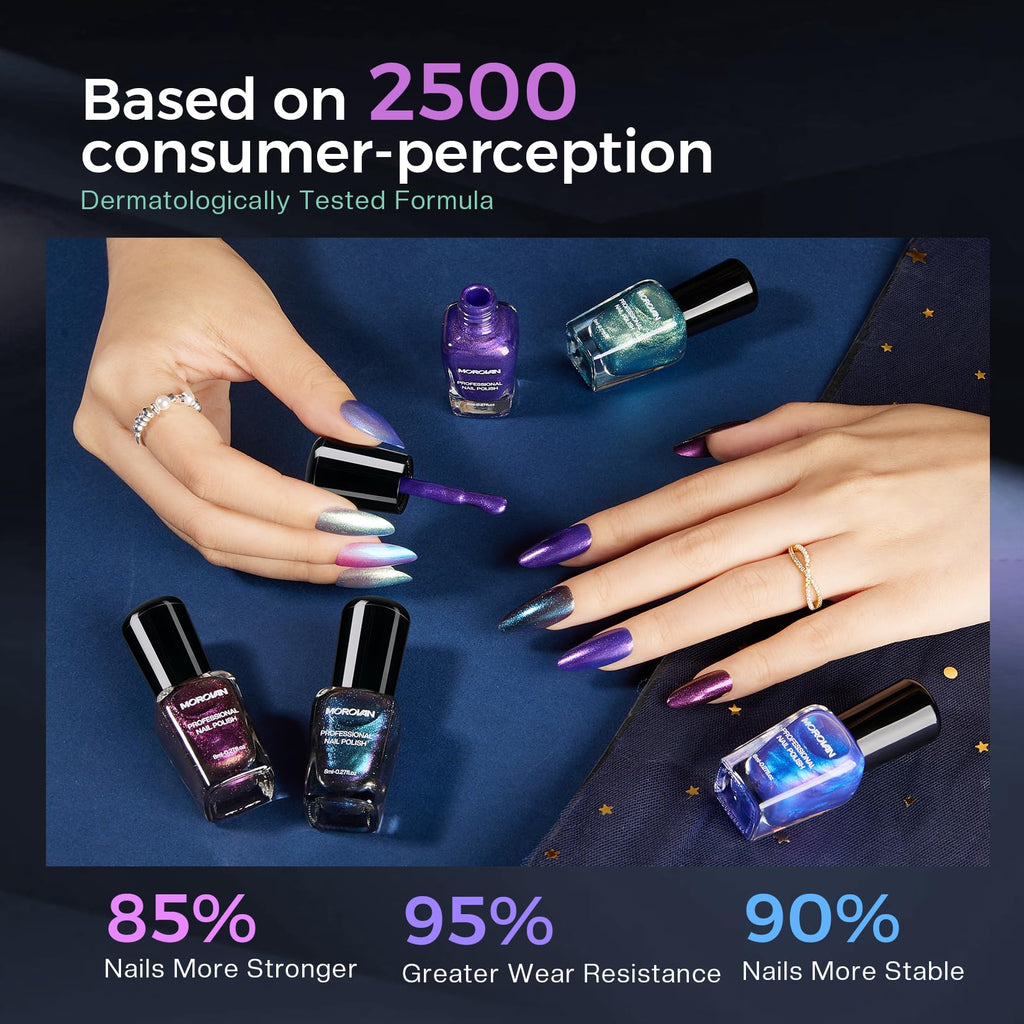 Morovan Chameleon Nail Polish Set — 6 Color Shifting Holographic Quick-Dry Kit