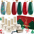 Morovan Christmas Gel Nail Polish Kit – 6 Colors (Green, Red, Gold Glitter, Silver) | Soak-Off Gel Polish for DIY Nails