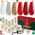 Morovan Christmas Gel Nail Polish Set – 6 Colors Red & White, Soak Off Gel Kit for DIY Nail Art
