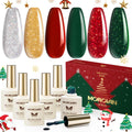 Morovan Gel Nail Polish Set – 6 Christmas Colors with UV LED Lamp for Home Salon