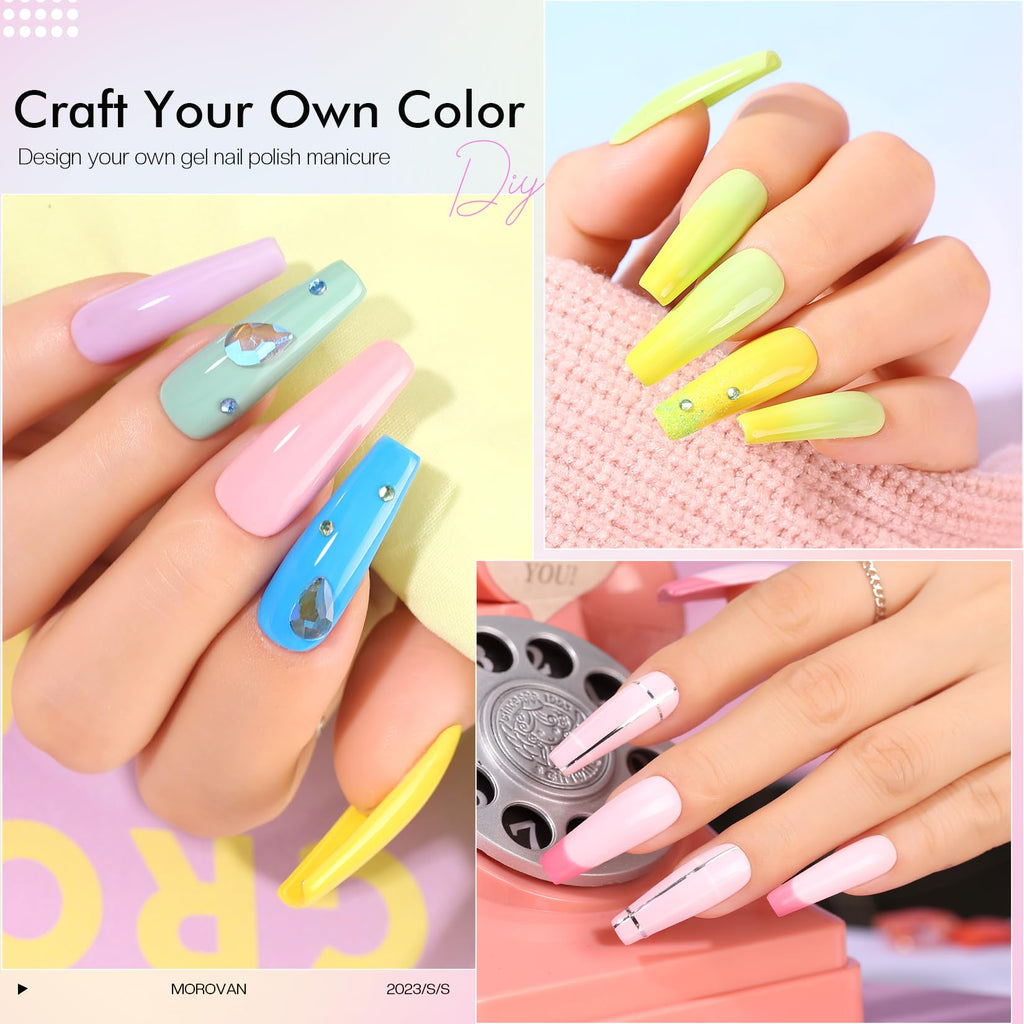 Morovan Gel Nail Polish Kit: 28 Colors, UV/LED Lamp, Base & Top Coat, DIY Manicure Set
