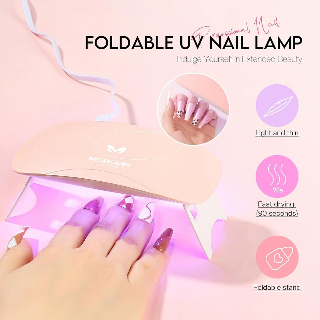Morovan Poly Gel Nail Kit for Beginners – 32 Colors + UV Lamp