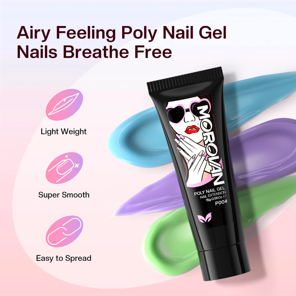 Morovan Poly Gel Nail Set: 48 Colors for Trendy Gel Extensions with Glitter Finish