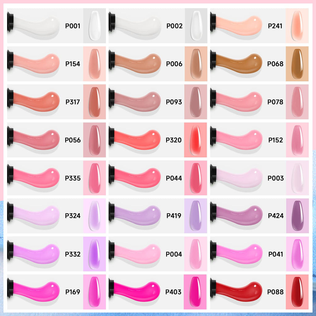 Morovan Poly Gel Nail Set: 48 Colors for Trendy Gel Extensions with Glitter Finish