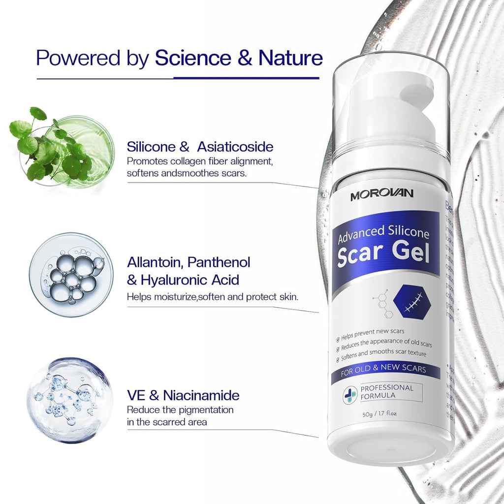 Morovan Silicone Scar Removal Gel | Minimize Visible Scars on Face & Body in as Little as 6 Weeks