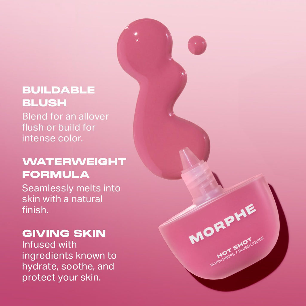 Morphe Hot Shot Blush Drops – Hydrating, Buildable Liquid Blush with Niacinamide & Antioxidants (0.5 fl oz)