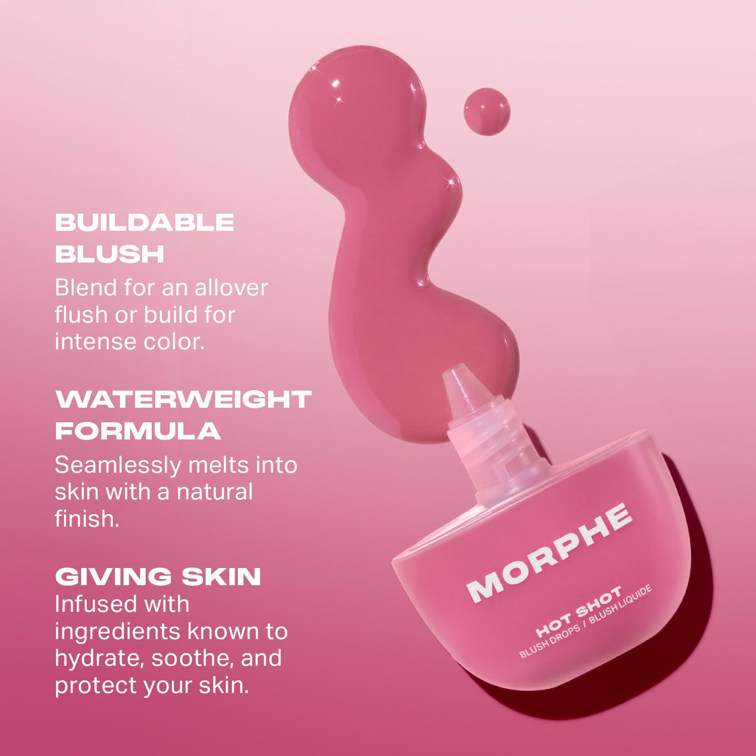 Morphe Hot Shot Blush Drops – Hydrating, Buildable Liquid Blush with Niacinamide & Antioxidants (0.5 fl oz)