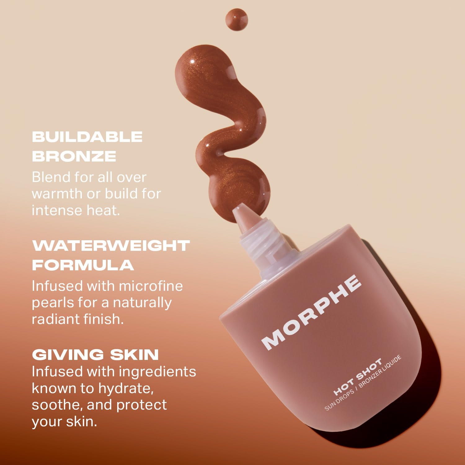 Morphe Hot Shot Sun Bronzing Drops - Waterweight Liquid Bronzer with Niacinamide for Glowing Skin | Sun Siren (1 fl oz)
