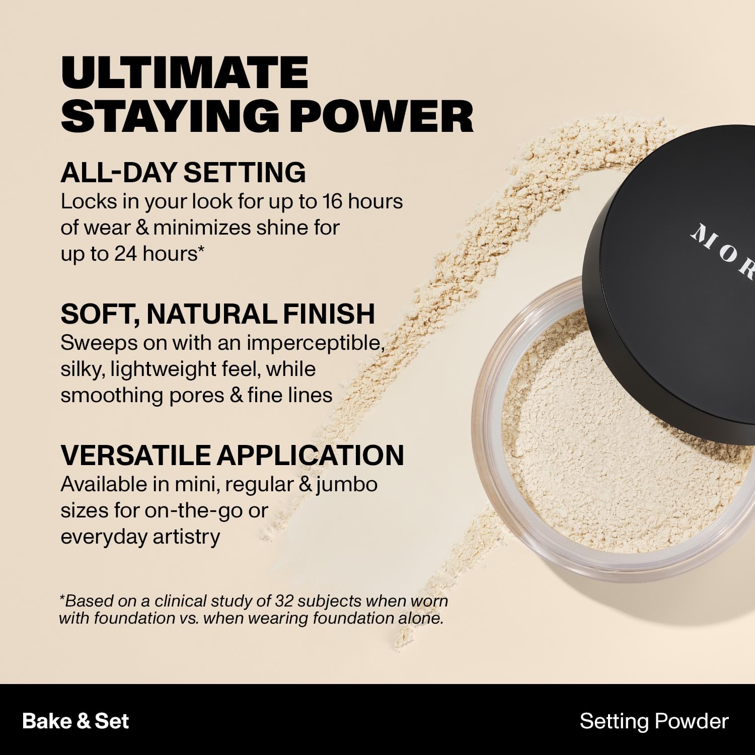 MORPHE Mini Bake & Set Translucent Powder — Talc-Free Finishing Powder (0.09 oz) for a Soft Natural Look