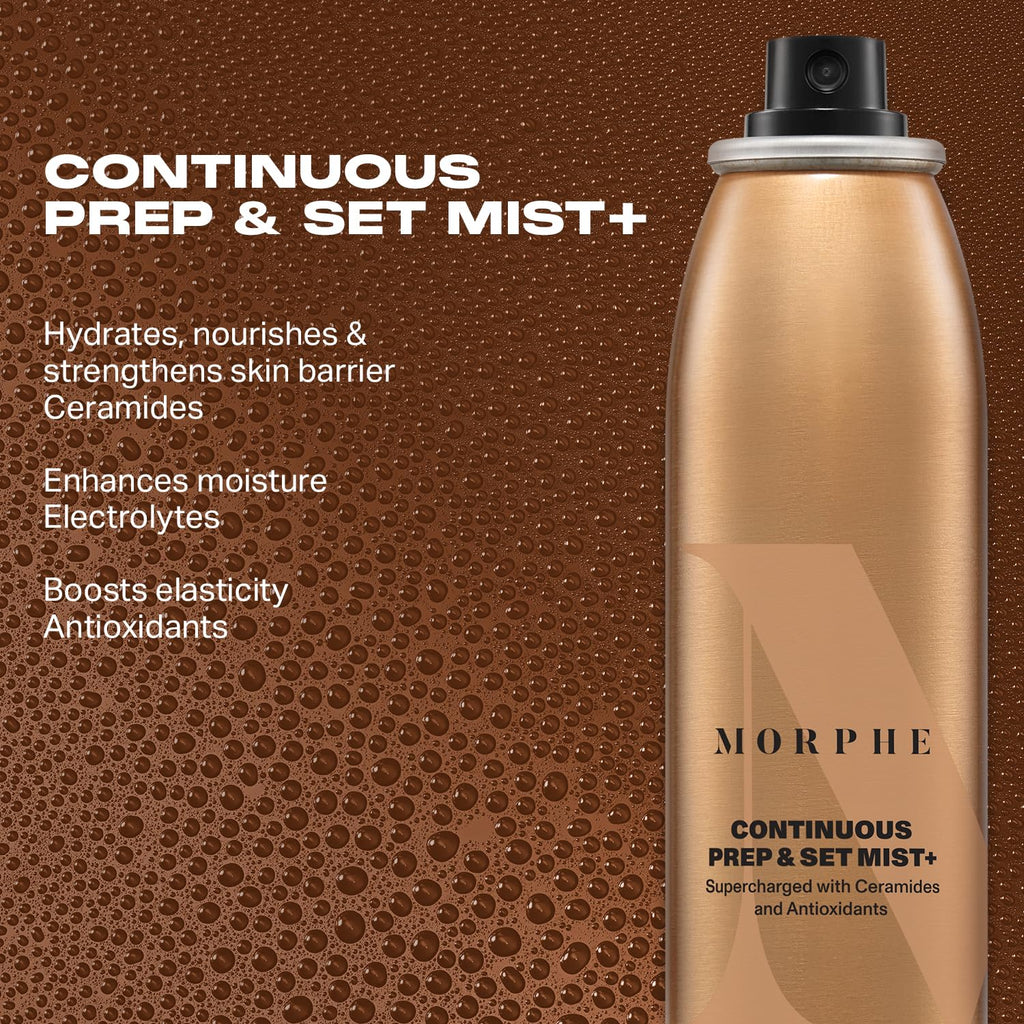 MORPHE Mini Continuous Prep & Set Spray – Hydrating Ceramide Mist for Skin Prep & Makeup (3 Count, 1.3 fl oz)