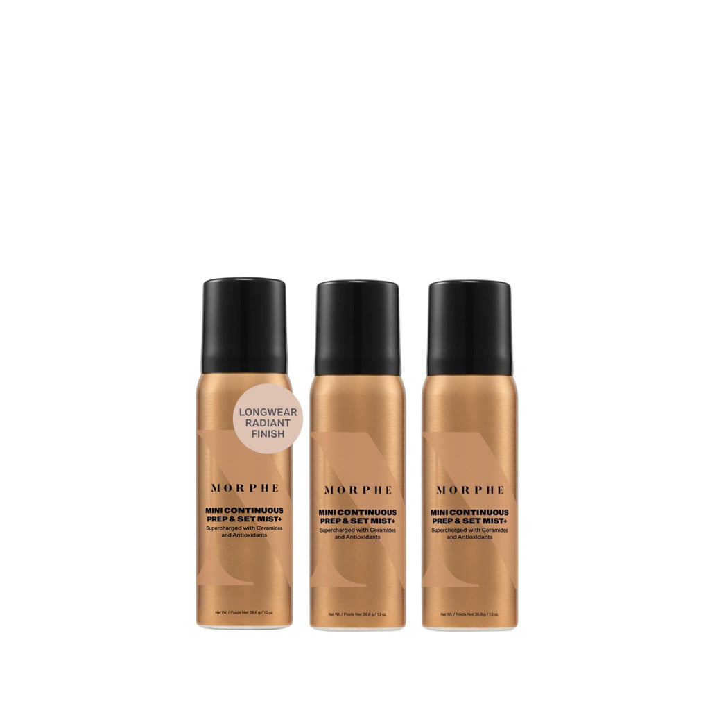 MORPHE Mini Continuous Prep & Set Spray – Hydrating Ceramide Mist for Skin Prep & Makeup (3 Count, 1.3 fl oz)