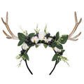 MOSTORY Handmade Deer Horns Headband – Flower Antler Hairband for Prom, Cosplay & Halloween