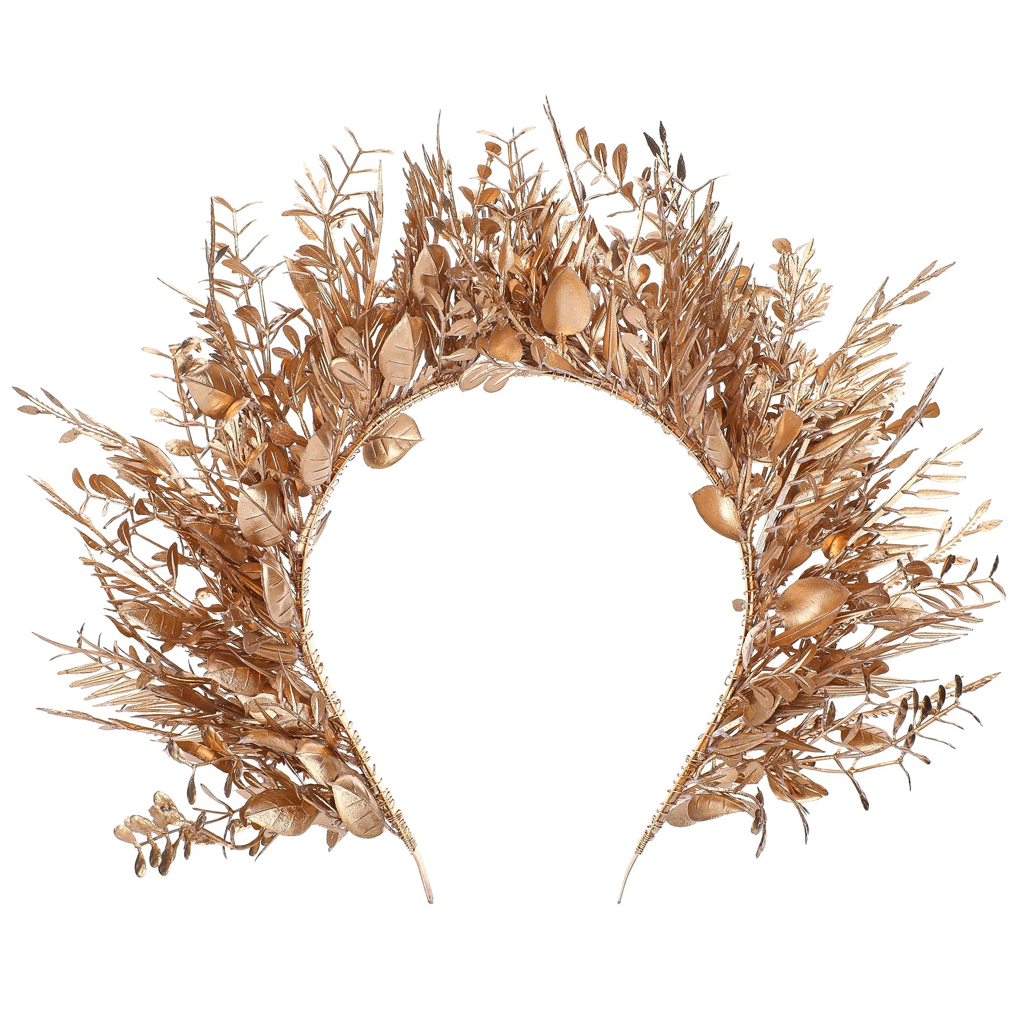MOSTORY Flower Halo Crown Headband – Handmade Gold Floral Queen Crown for Women