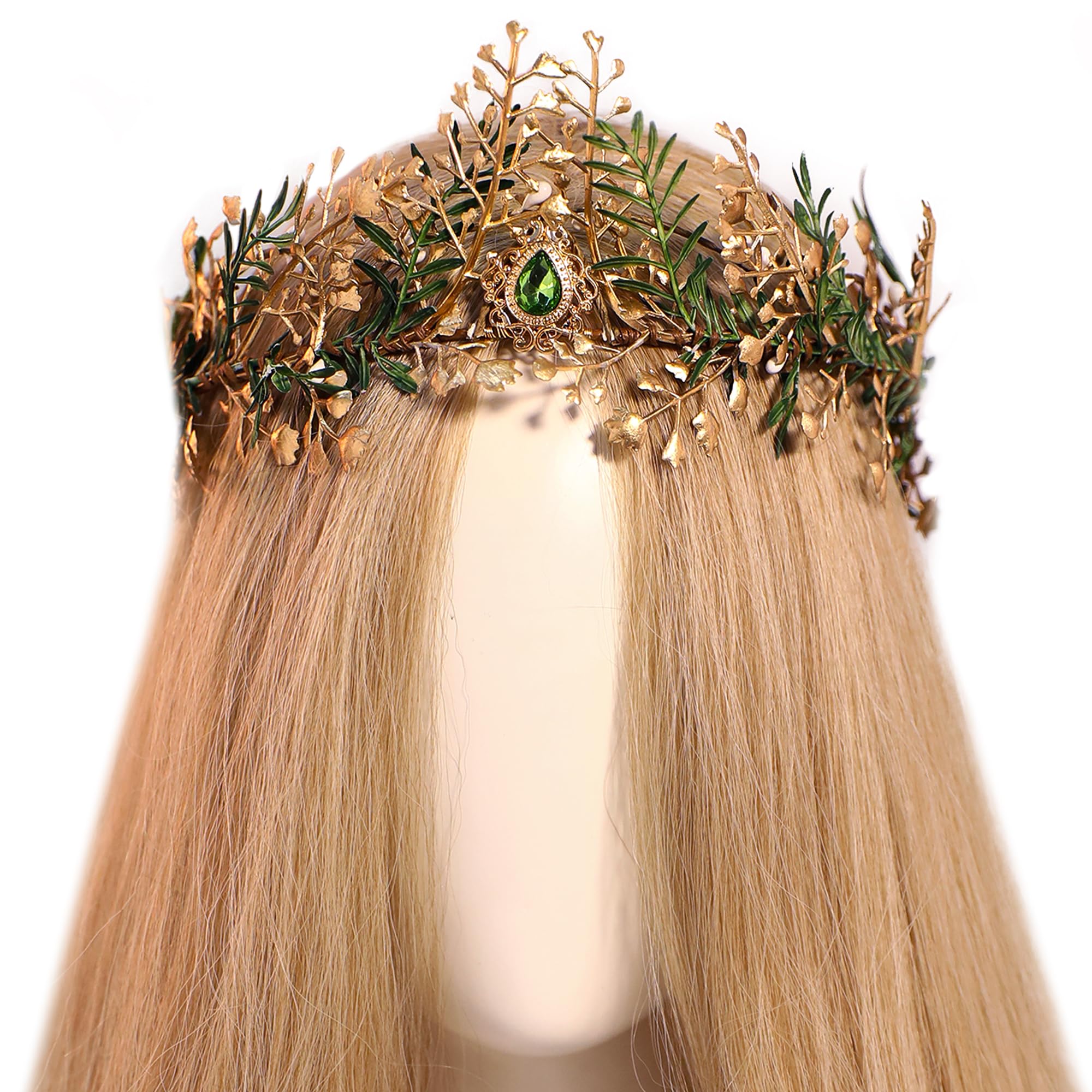 MOSTORY Woodland Fairy Flower Crown – Handmade Leaf Elf Headband for Cosplay, Halloween & Weddings