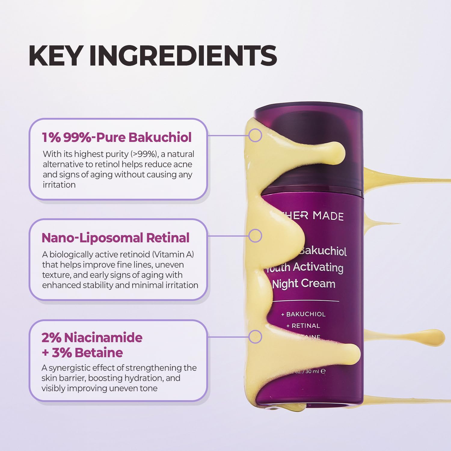 MOTHER MADE Retinol Bakuchiol Night Cream – Korean Retinal Face Cream for Firm Skin & Fine Lines