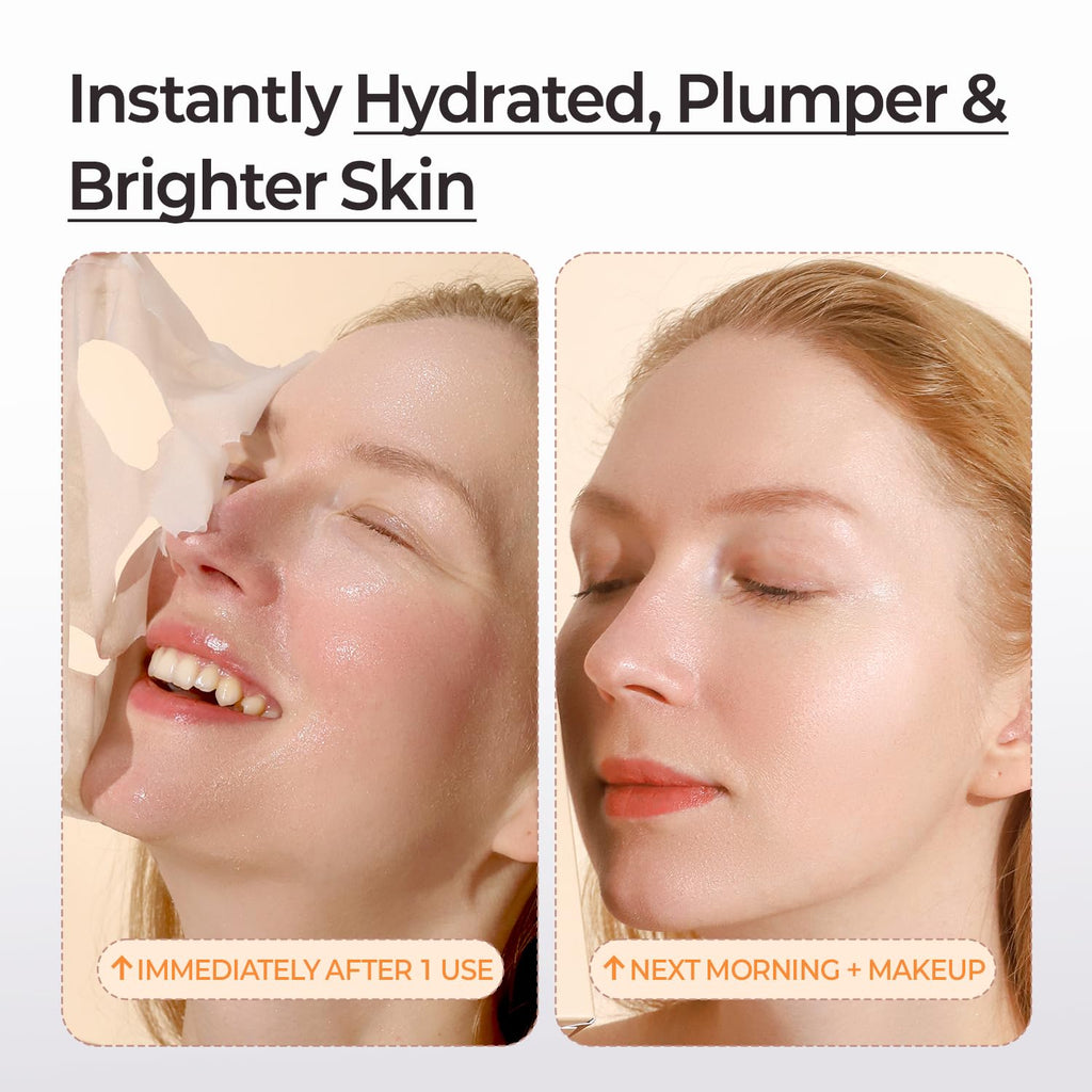Mother Made Glowing Glass Skin Hydrating Snail Masks – 20 Pack with Niacinamide 2% & Vitamin E