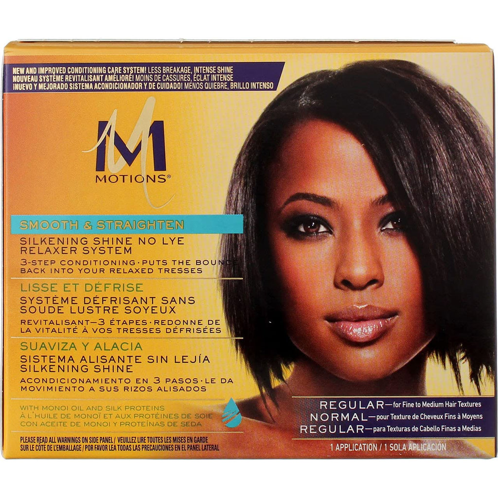 Motions Smooth & Straighten Silkening Shine No-Lye Relaxer System – Regular At-Home Kit