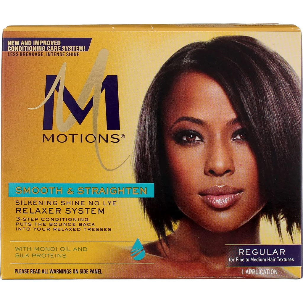 Motions Smooth & Straighten Silkening Shine No-Lye Relaxer System – Regular At-Home Kit