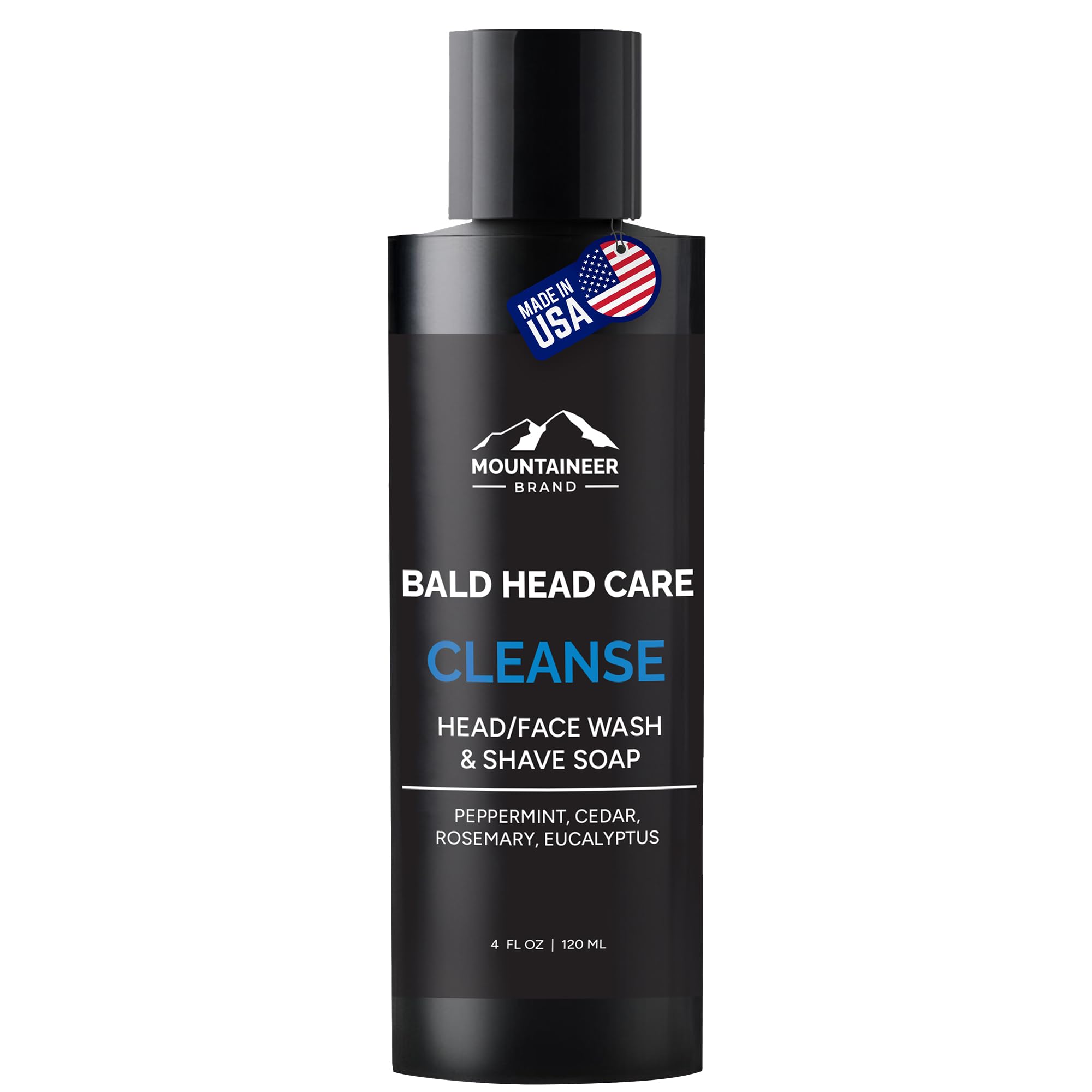Mountaineer Brand Bald Head Wash – Natural 2-in-1 Scalp & Shave Soap; Fresh & Natural Scent | Made in WV | 4oz