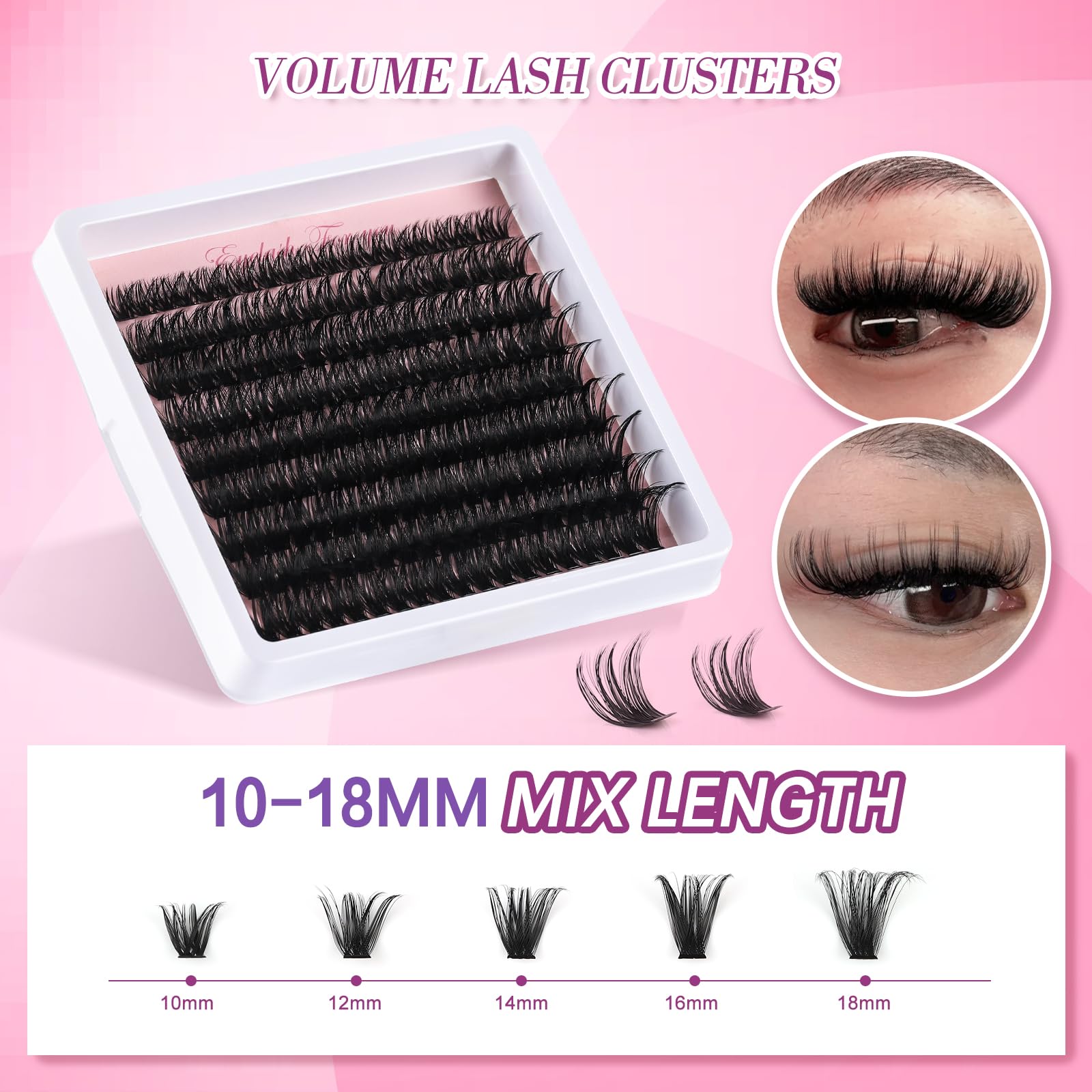 MOWOT 5 Styles Lash Clusters Kit – Mega/Volume/Full/Spike/Bottom Lashes + Bond & Seal
