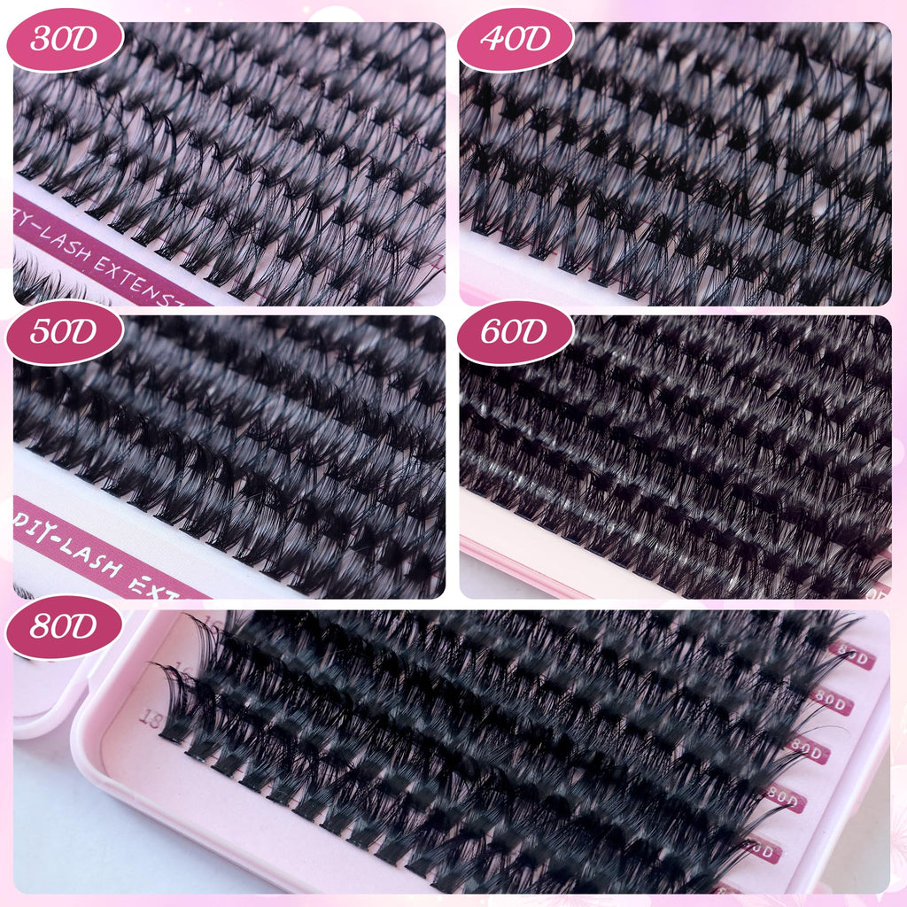 MQCsvw Lash Clusters Kit 640Pcs – 30D/40D Natural Wispy Lashes, 9-16mm, Bond & Seal, Remover, Tweezers