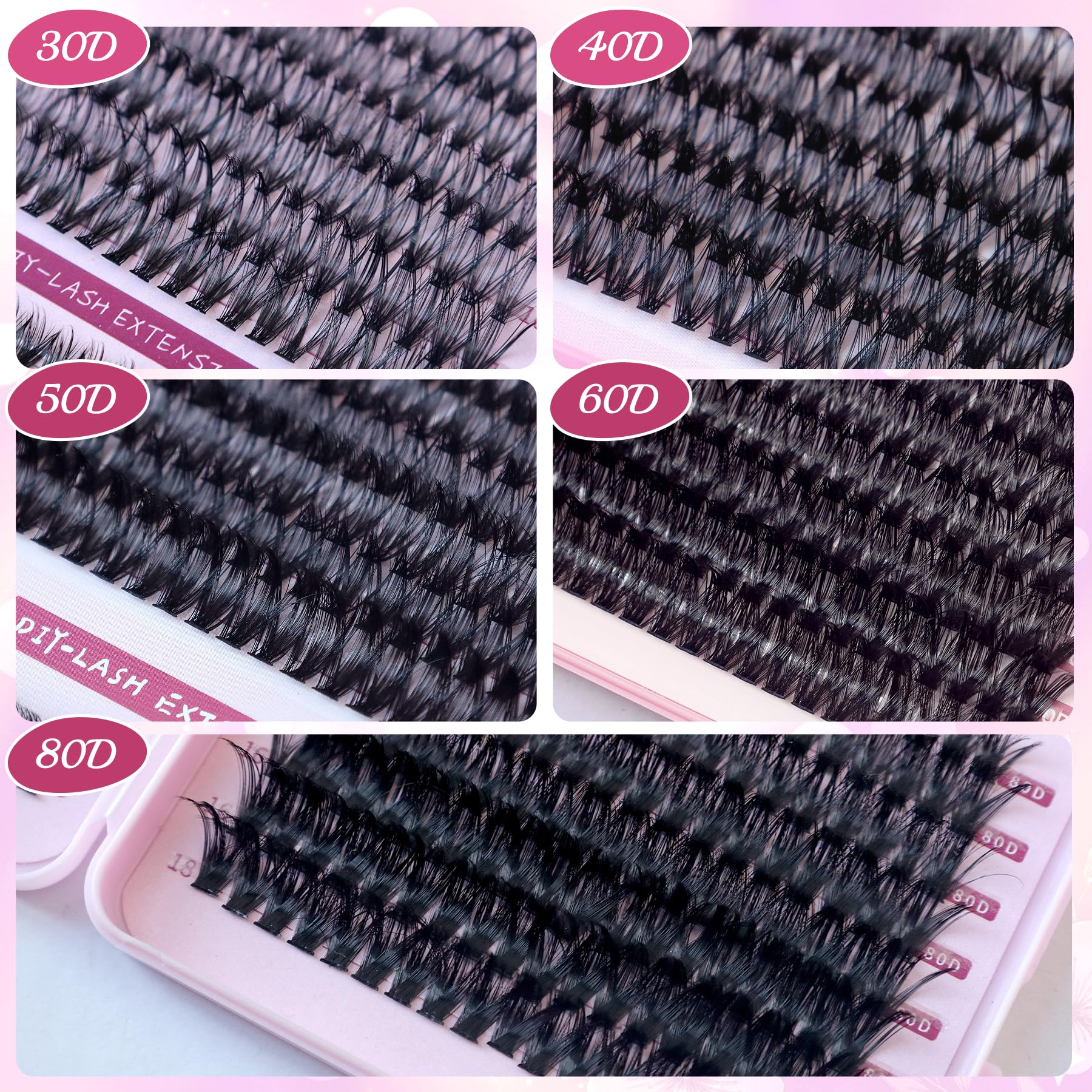 MQCsvw Lash Clusters Kit 640Pcs – 30D/40D Natural Wispy Lashes, 9-16mm, Bond & Seal, Remover, Tweezers