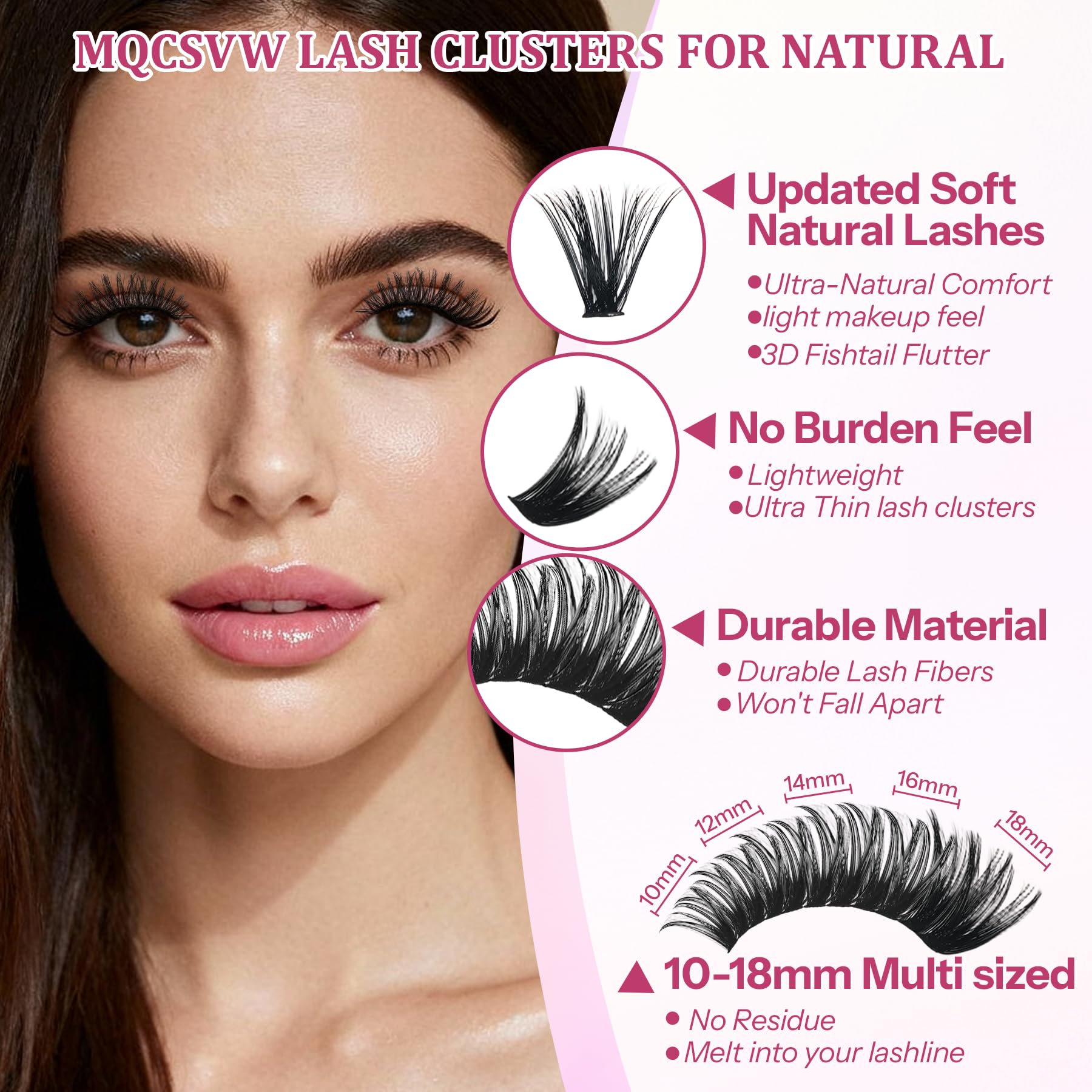 MQCsvw Lash Clusters Kit 640Pcs – 30D/40D Natural Wispy Lashes, 9-16mm, Bond & Seal, Remover, Tweezers