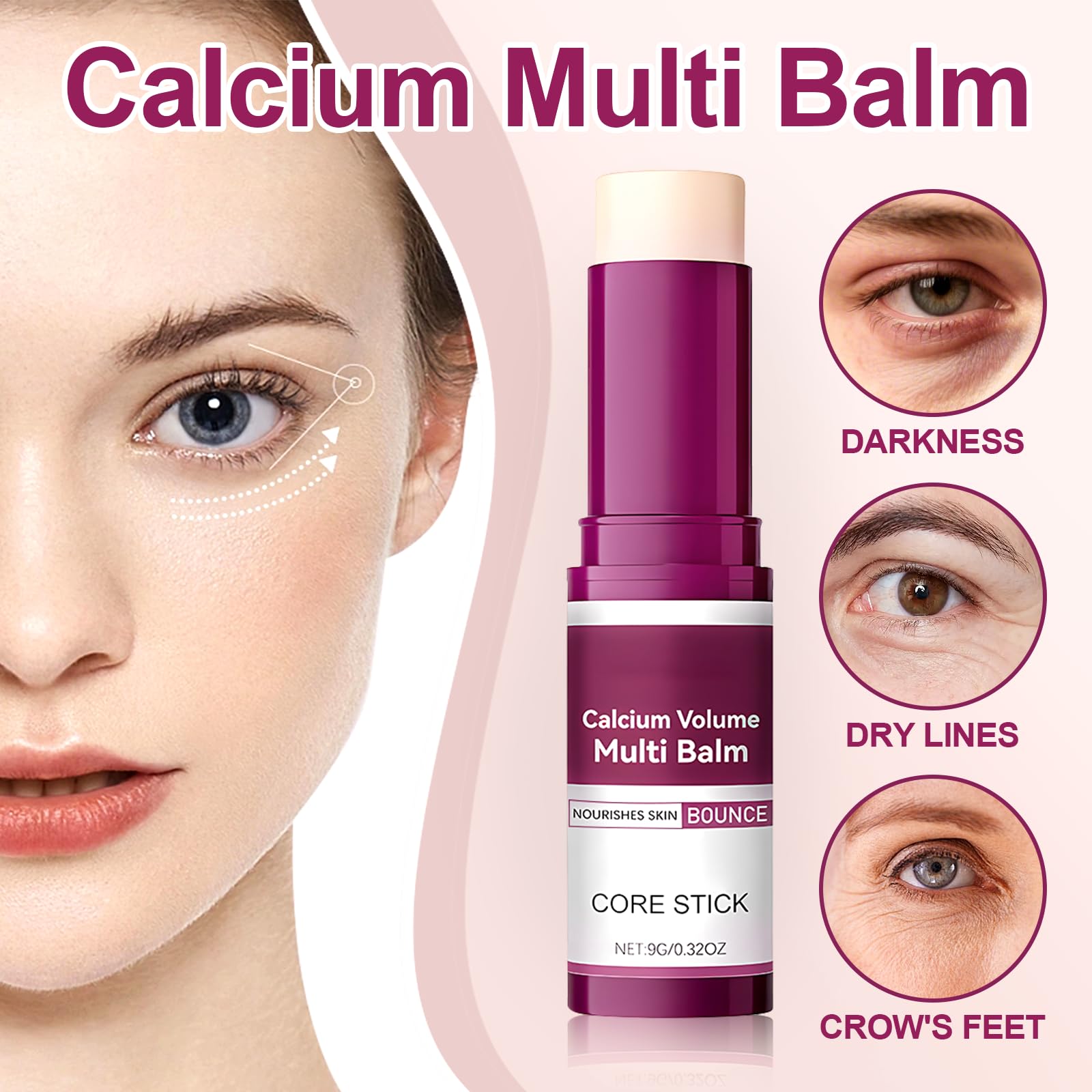 MQN 2PCS Calcium Stick – Calcium Volume Multi Bomb Balm for Face, Eyes & Neck | Korean Collagen Core Balm with Almond Vitamin E