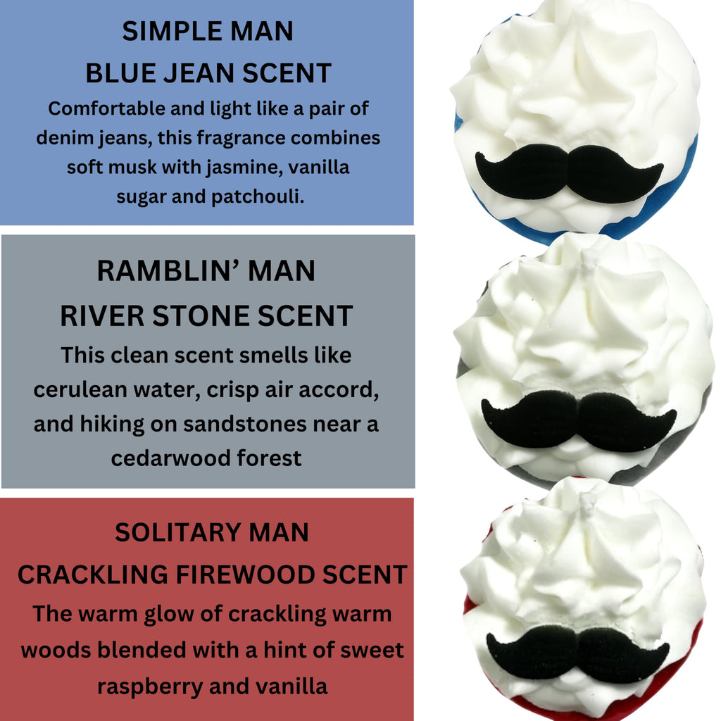 Mr. Bomb Valentines Day Mustache Bath Bombs for Men — 6-Pack Gift Set