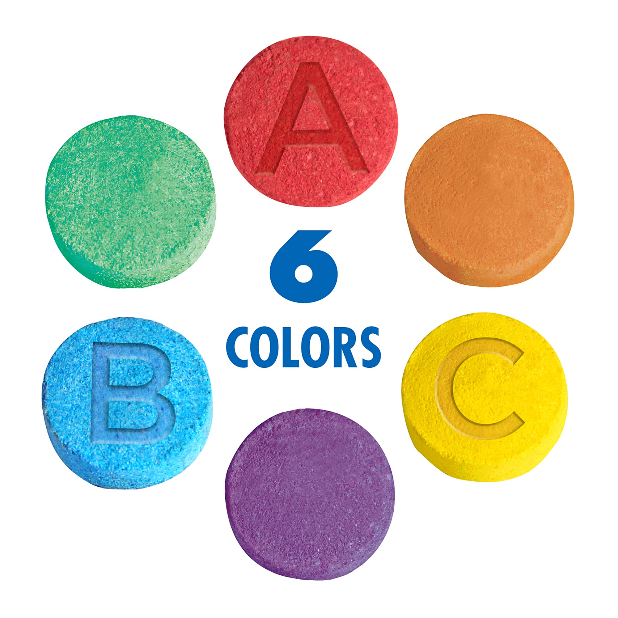 Mr. Bubble Fizzy Tub Colors Bath Tablets – 6 Bright Colors, Fragrance Free (12 Packets, 9 Tablets Each)