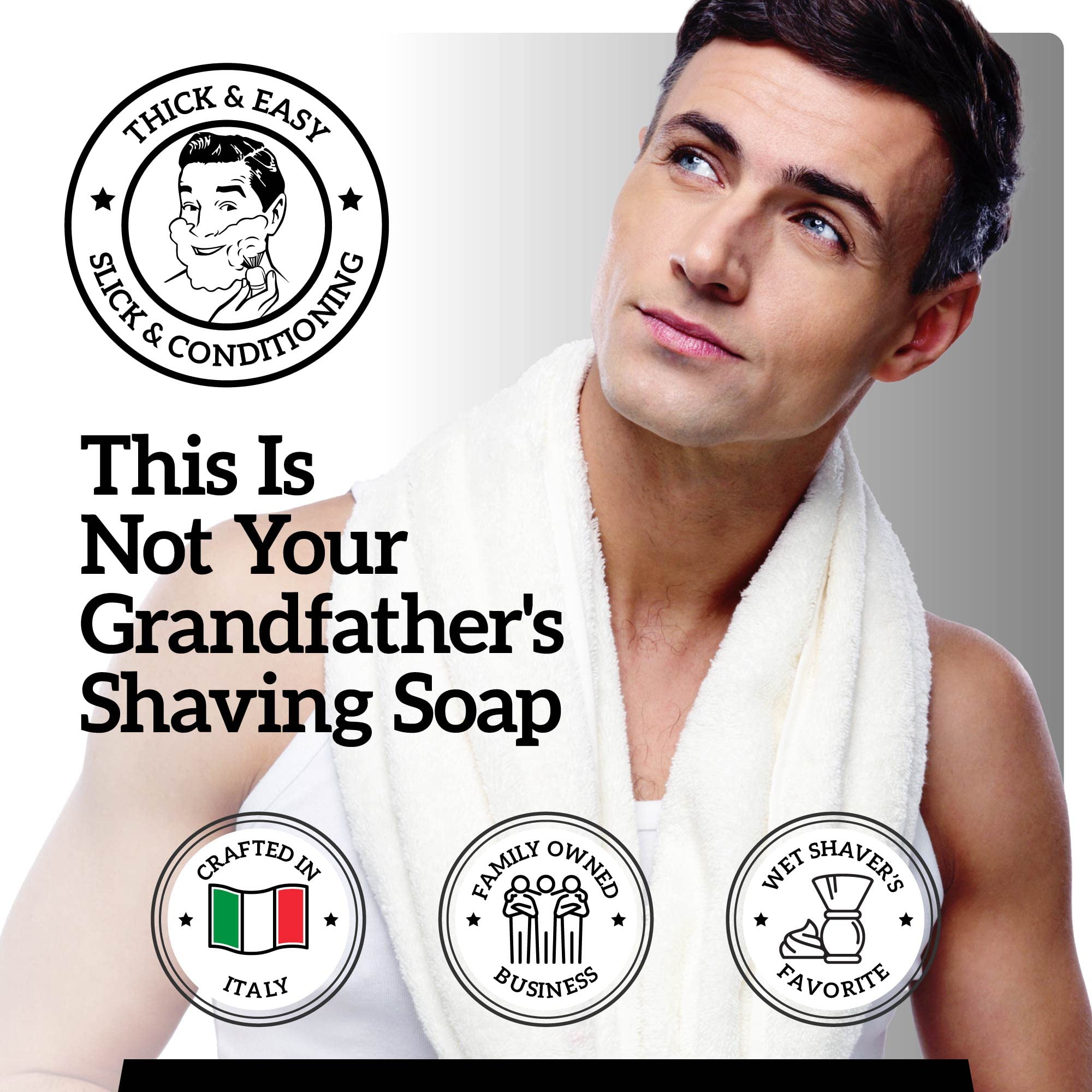 Mr. Fine 21C Shaving Soap – Thick Lather, Made in Italy (5oz)