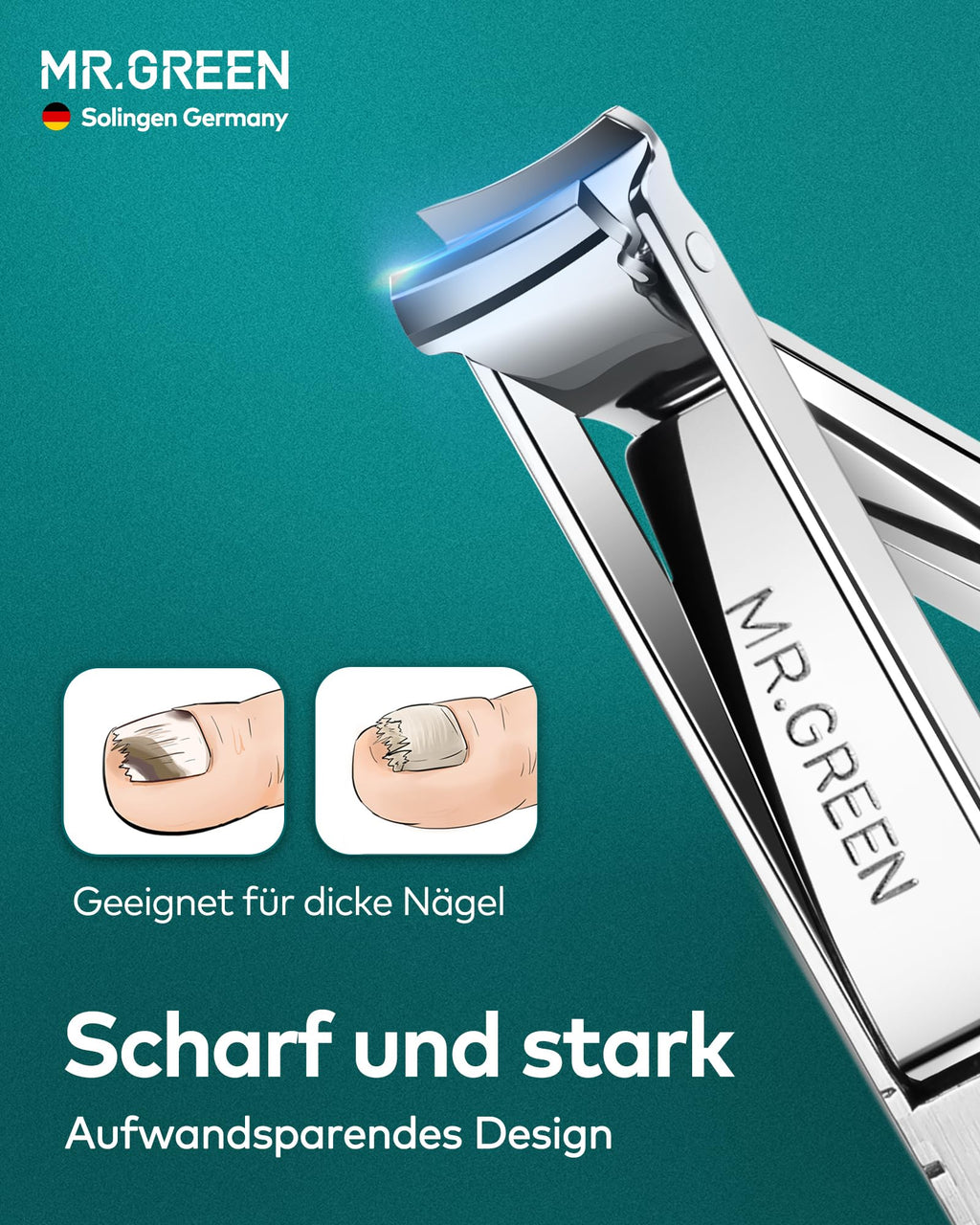 MR.GREEN Portable Nail Clippers MR-1099SL | Medical-Grade Stainless Steel, Foldable, Leather Case