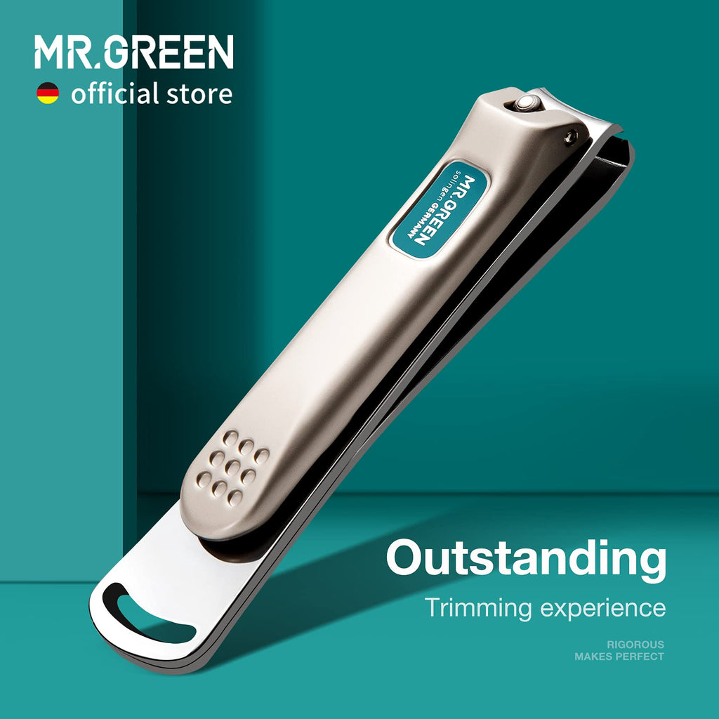MR.GREEN Nail Clippers with Curved Blades – Stainless Steel Mani-Pedi Nippers + Glass File