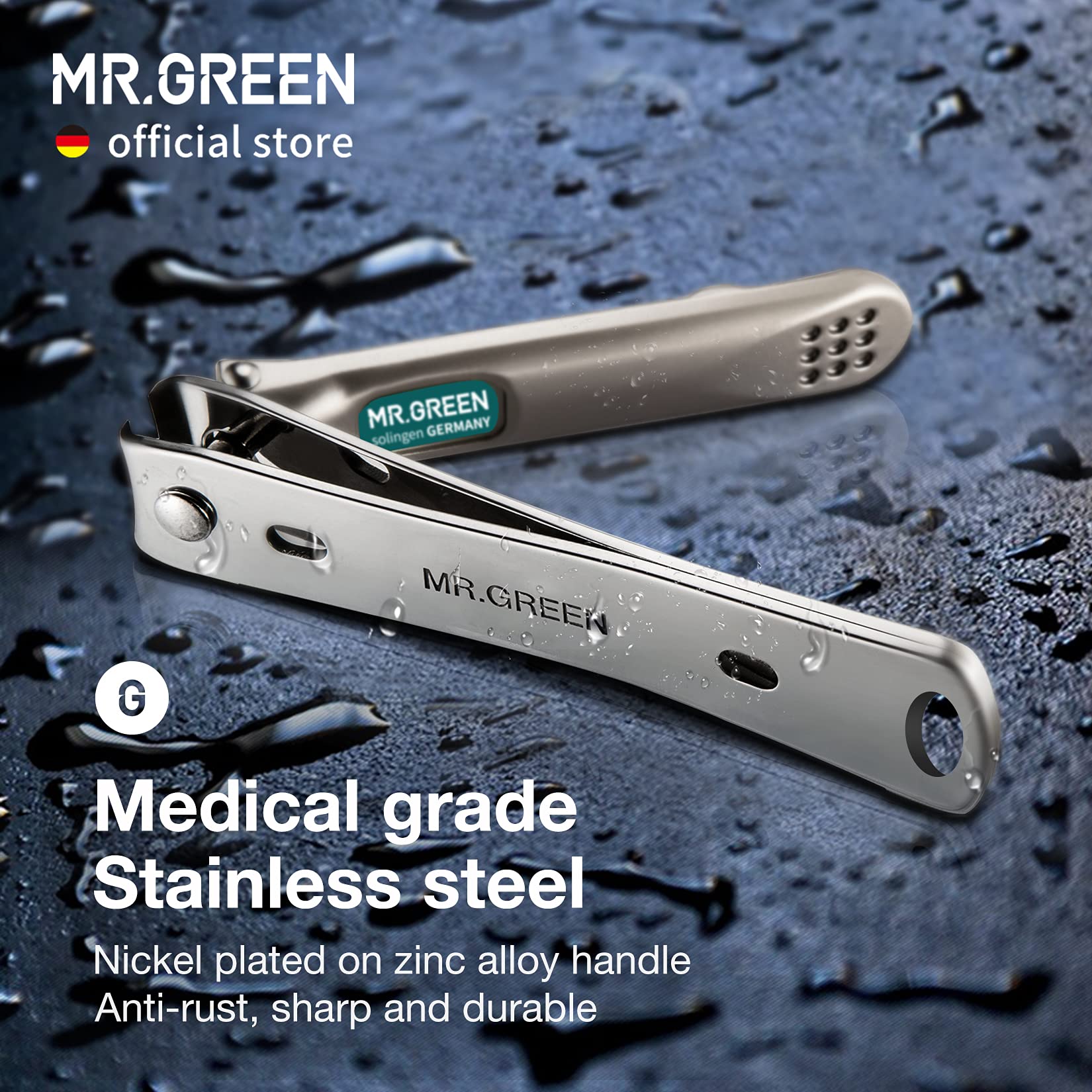 MR.GREEN Nail Clippers Curved Blades – Stainless Steel Nail Nippers with Glass File