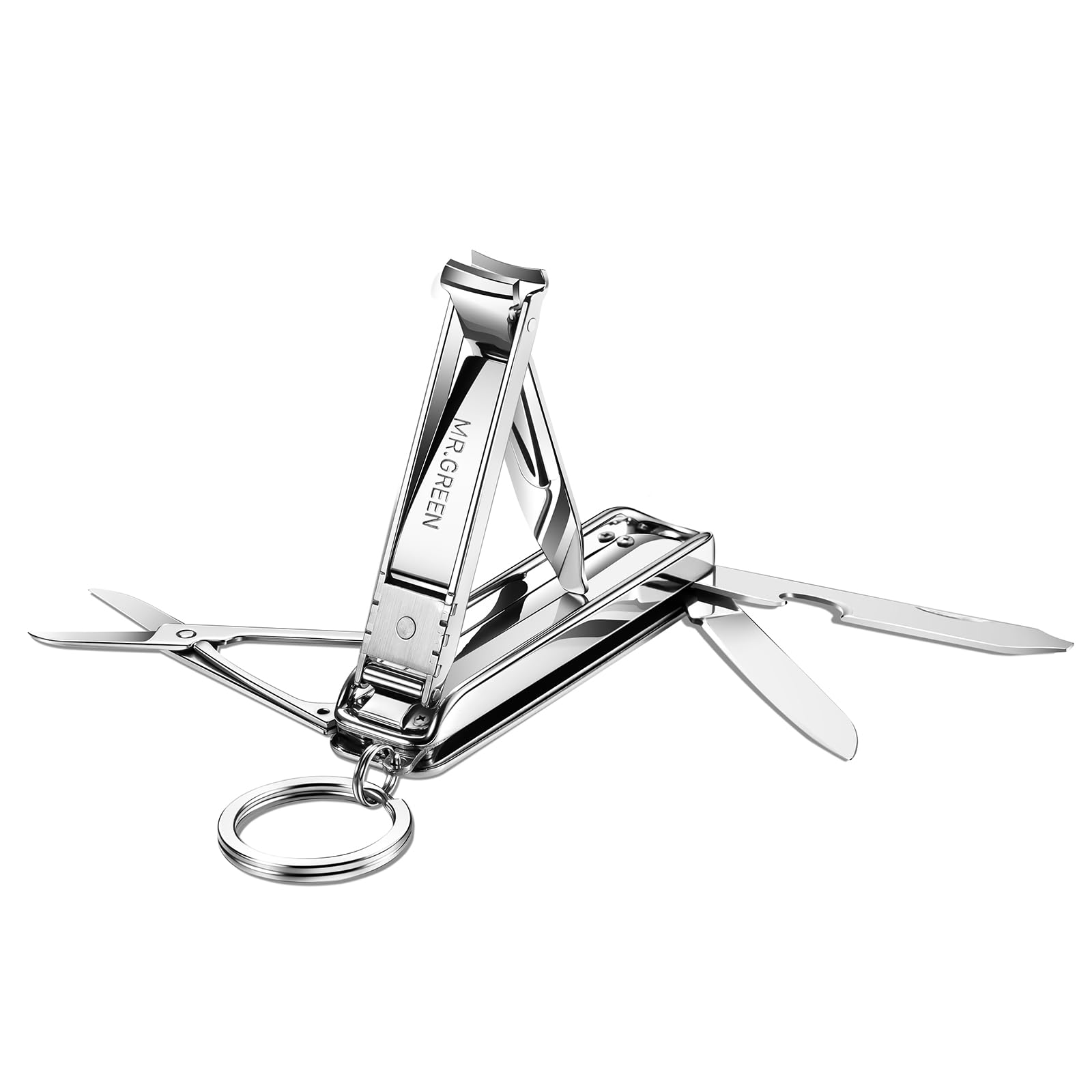 MR.GREEN Portable Nail Clippers MR-1099SL | Medical-Grade Stainless Steel, Foldable, Leather Case