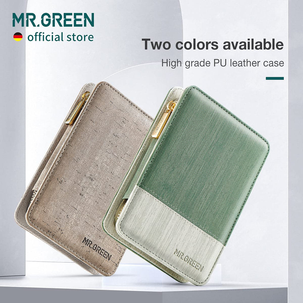 MR.GREEN 8-in-1 Manicure Set — Stainless Steel Tools in PU Leather Case (Green)