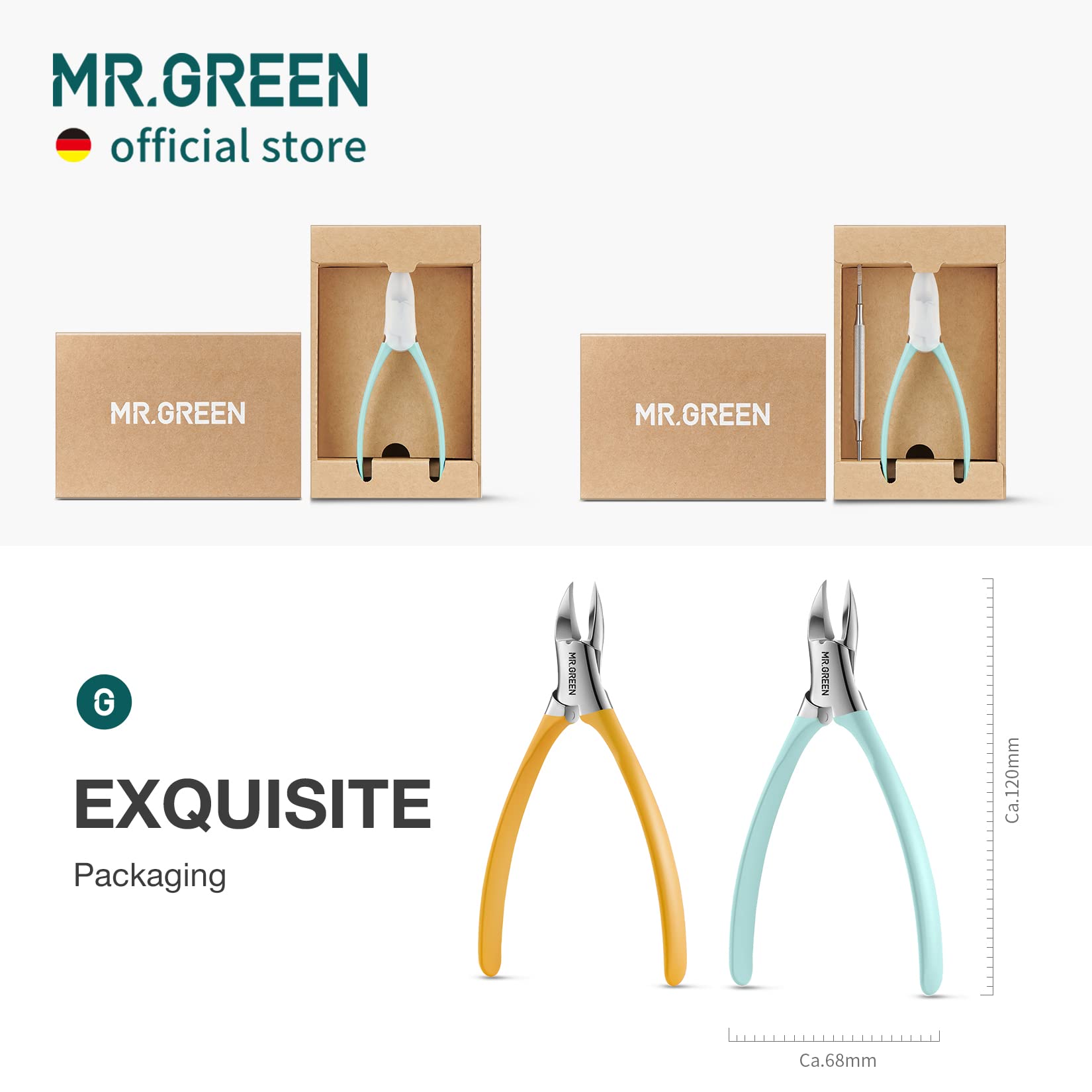 MR.GREEN Toenail Clippers – Stainless Steel Ingrown Nail Cutter for Thick, Hard Nails (Green)