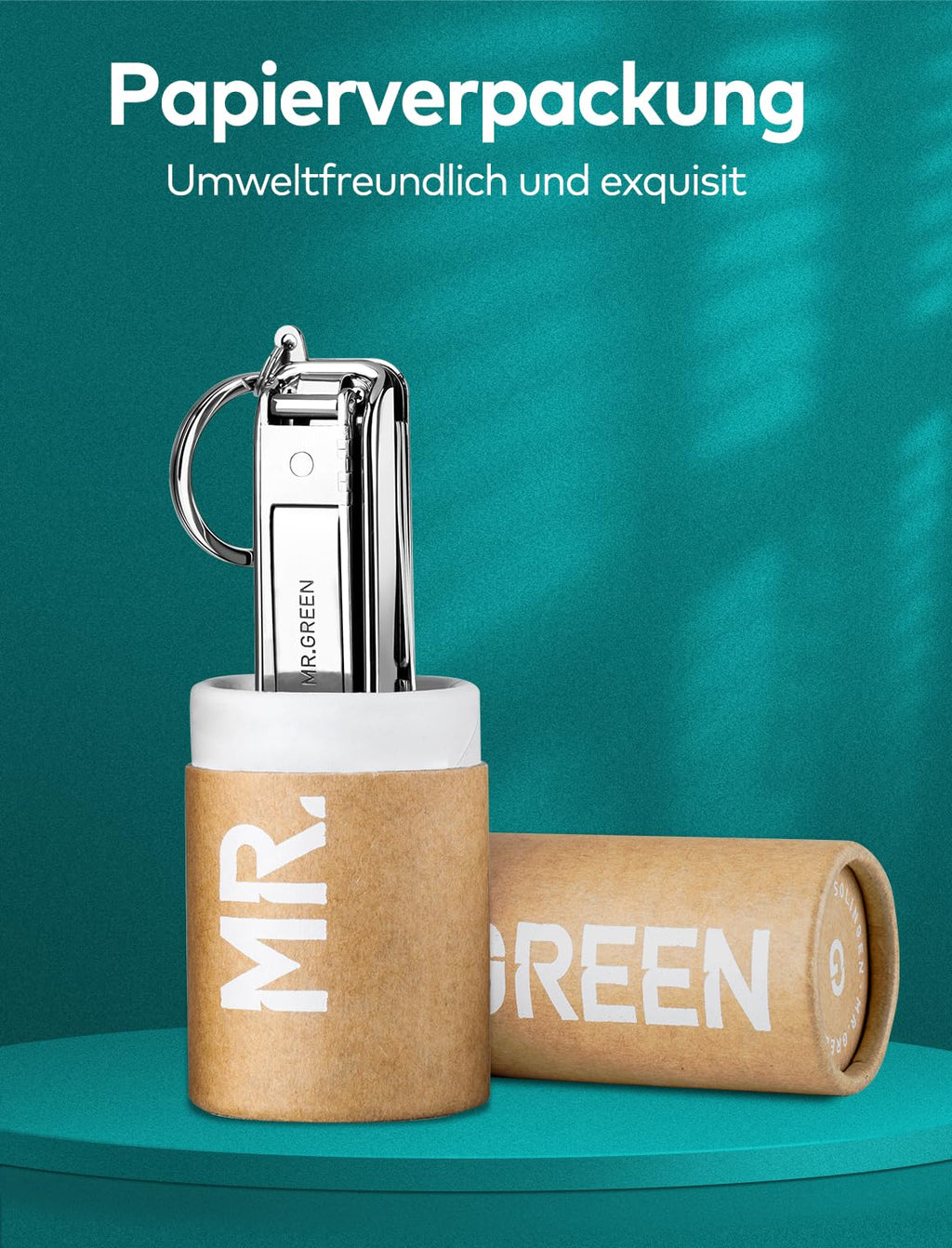 MR.GREEN Portable Nail Clippers MR-1099SL | Medical-Grade Stainless Steel, Foldable, Leather Case