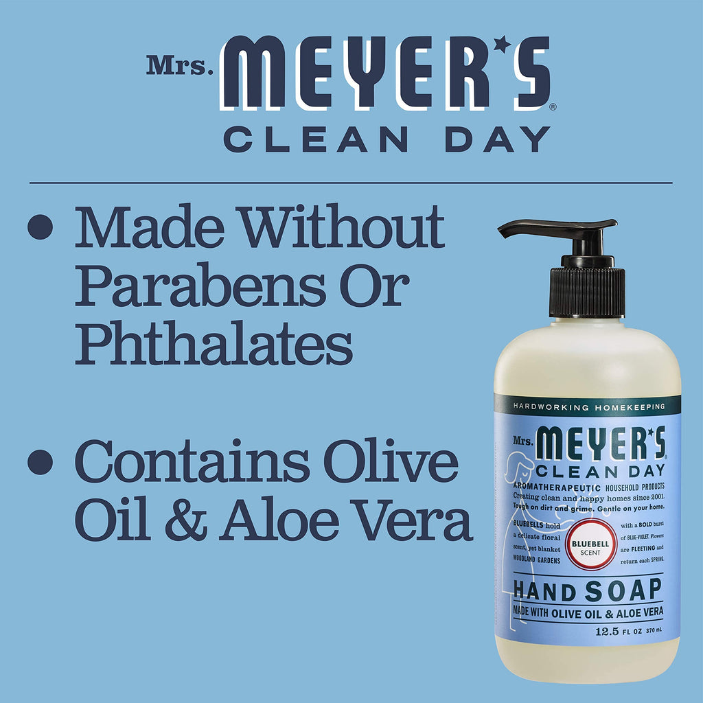 Mrs. Meyer's Clean Day Bluebell Hand Soap – 12.5 Fl Oz, Pack of 2