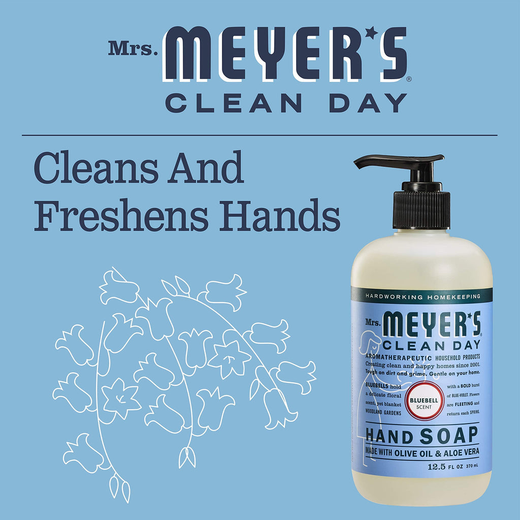 Mrs. Meyer's Clean Day Bluebell Hand Soap – 12.5 Fl Oz, Pack of 2