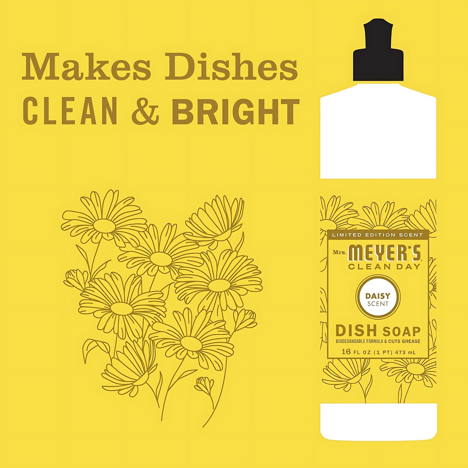Mrs. MEYER'S CLEAN DAY Variety Pack — Hand Soap 12.5 oz + Dish Soap 16 oz (Daisy) | Leaping Bunny Certified