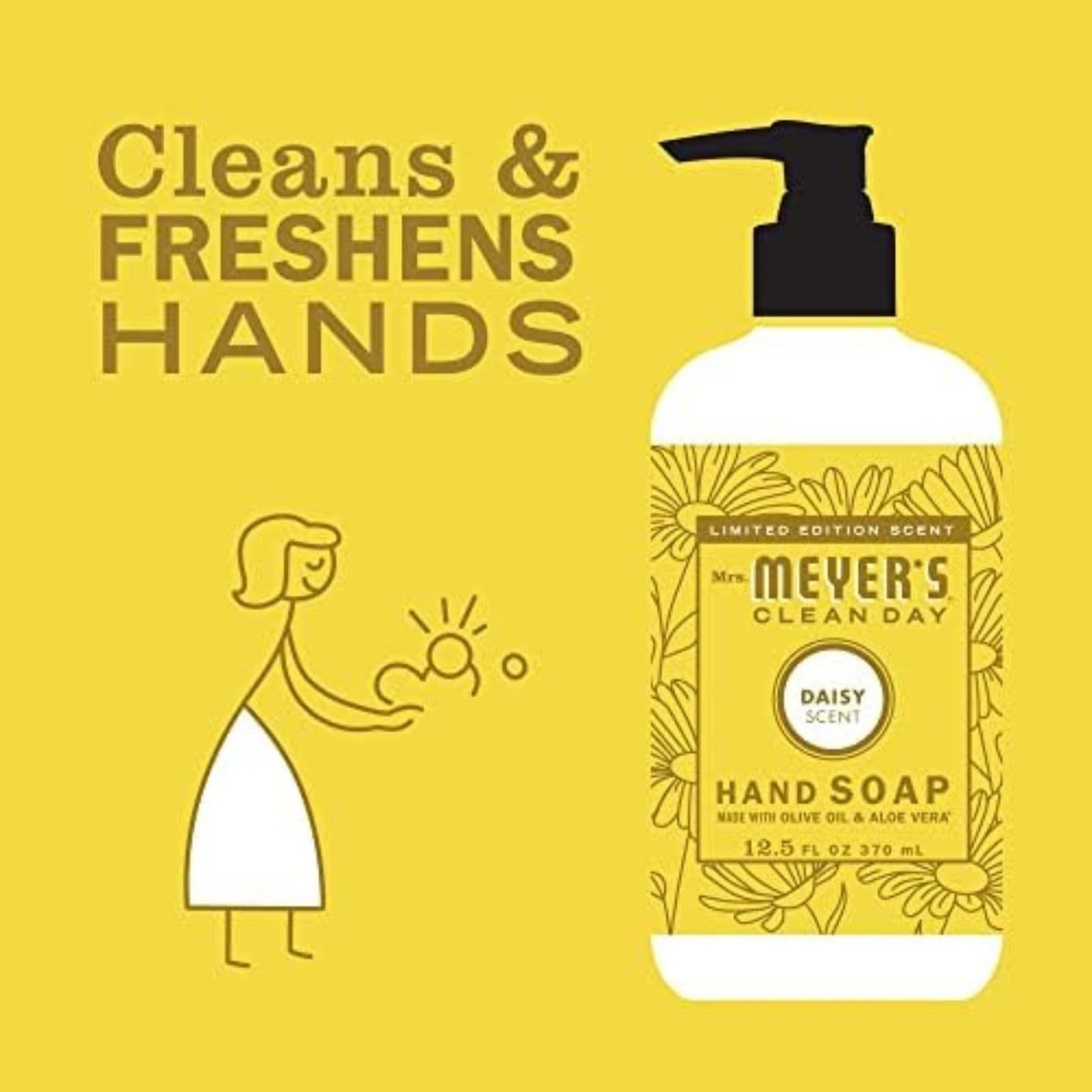 Mrs. MEYER'S CLEAN DAY Variety Pack — Hand Soap 12.5 oz + Dish Soap 16 oz (Daisy) | Leaping Bunny Certified