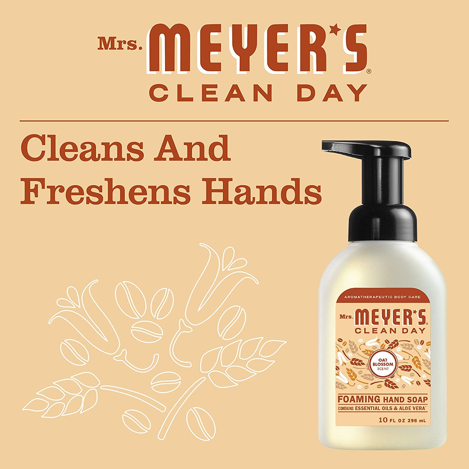 Mrs. Meyer's Clean Day Foaming Hand Soap – Oat Blossom, 10 fl oz (Pack of 6)