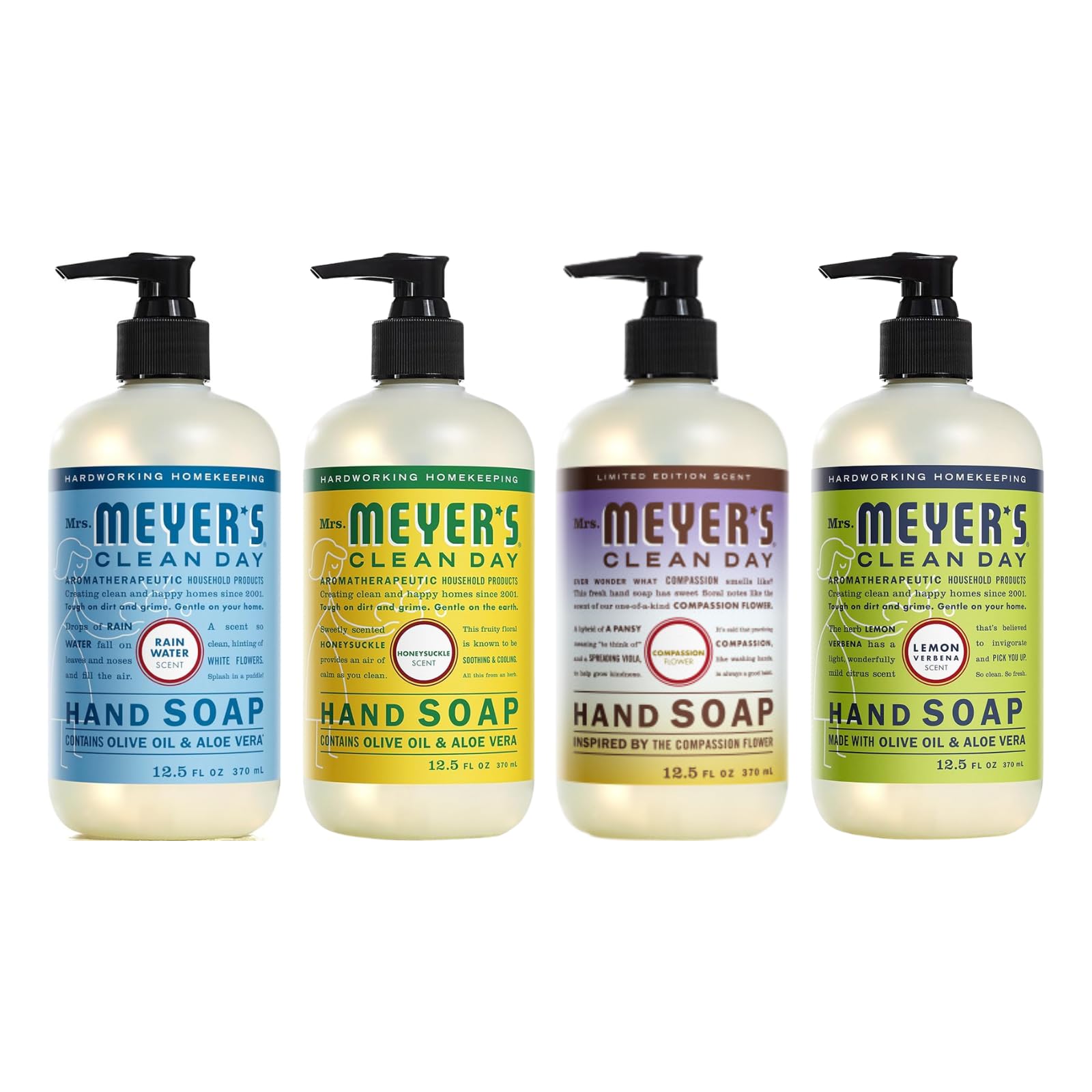 Mrs. Meyer’s Clean Day Hand Soap Variety Pack – 4 Scents, 12.4 oz Each