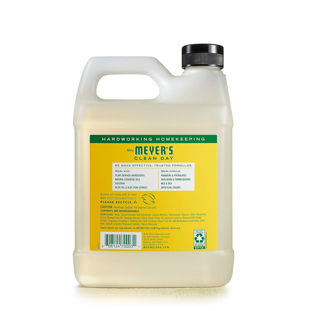 Mrs. Meyer's Clean Day Hand Soap Refill Honeysuckle – Cruelty Free, Essential Oils, 975 ml