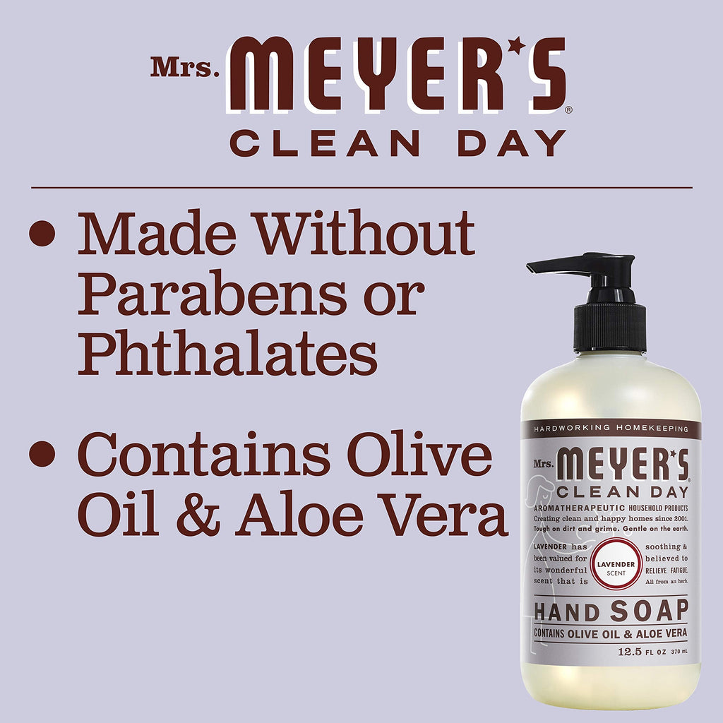Mrs. MEYER'S CLEAN DAY Lavender Hand Soap – 12.5 oz, Pack of 6