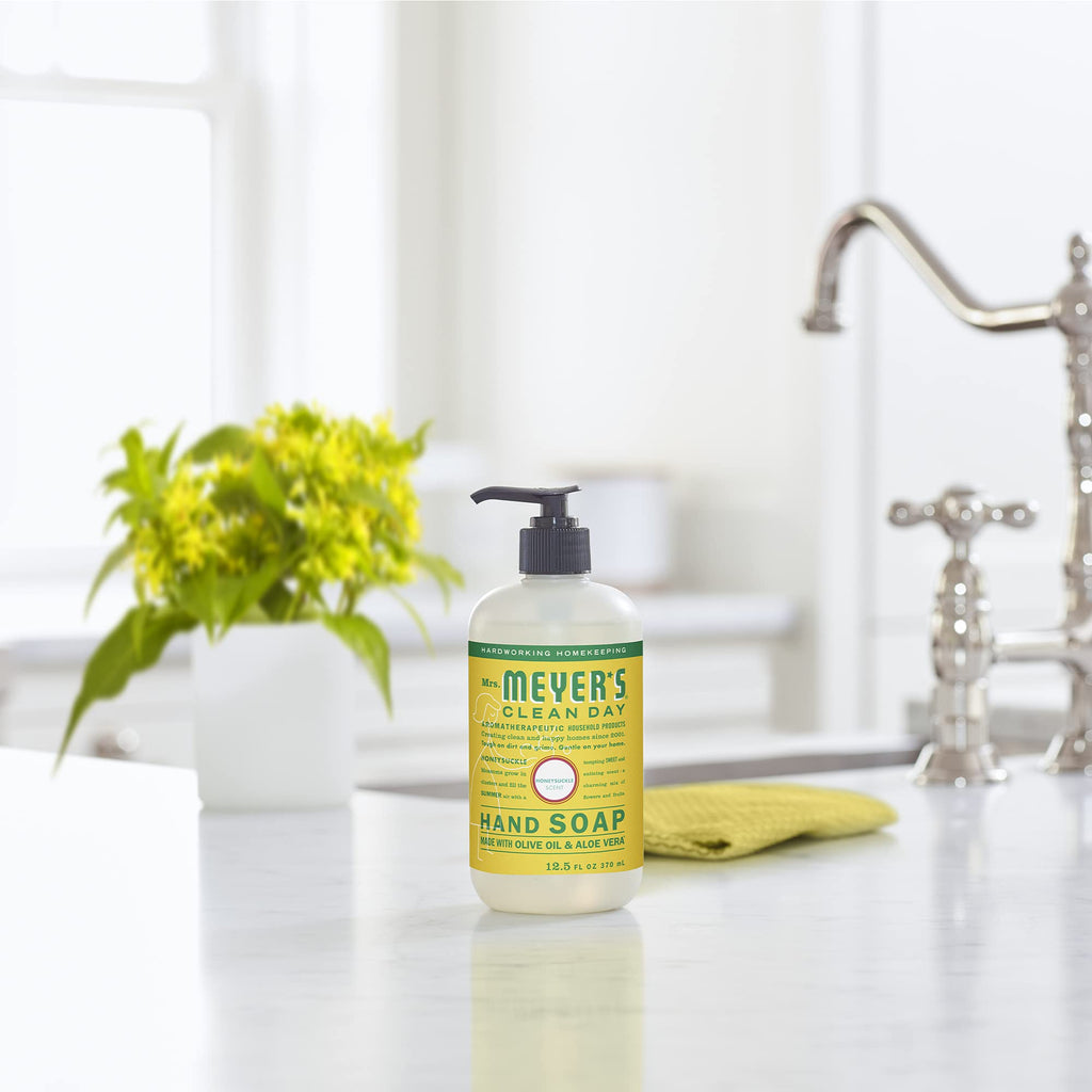 Mrs. Meyer's Clean Day Hand Soap with Essential Oils – Honeysuckle, Biodegradable, 12.5 oz (Pack of 3)