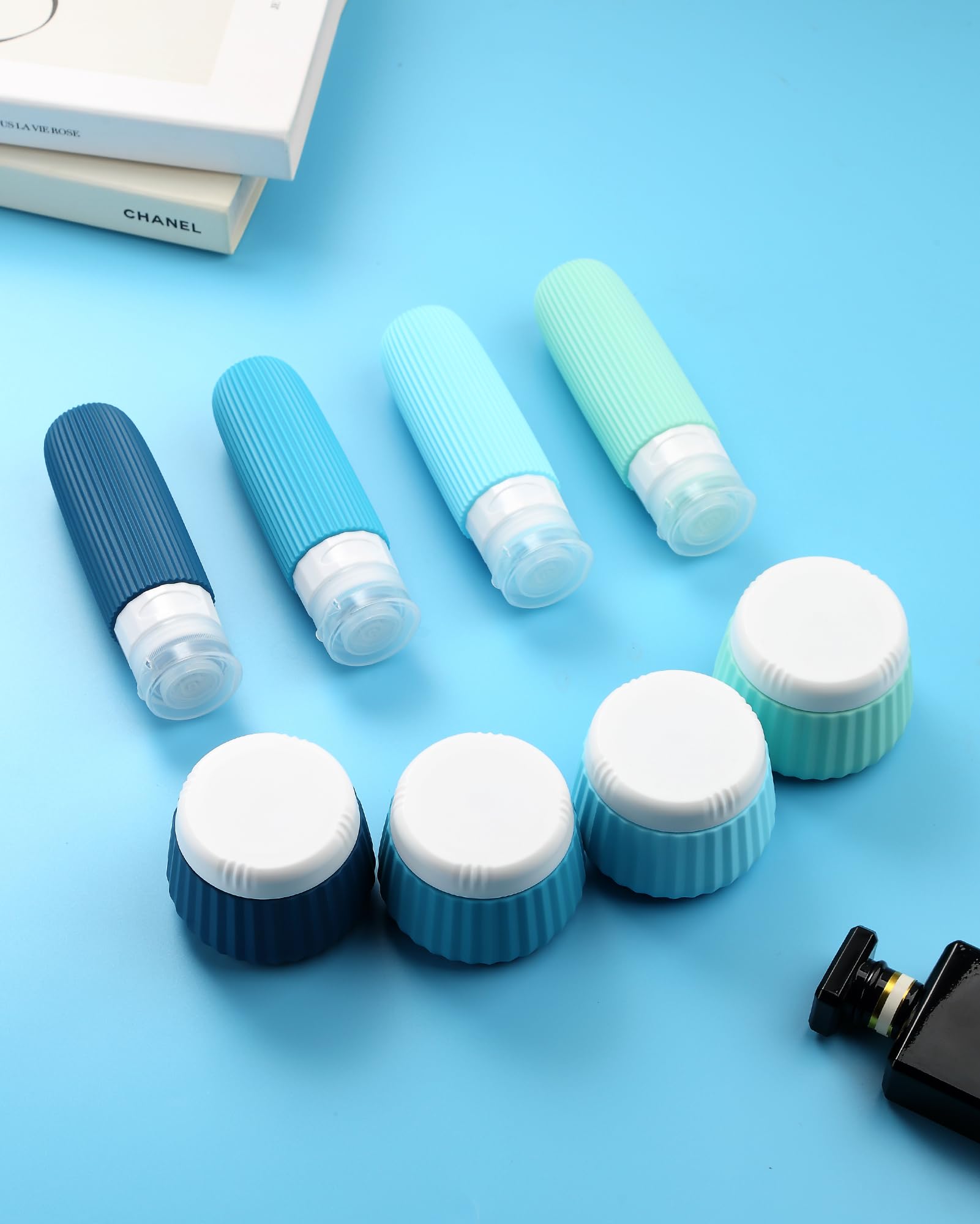 Mrsdry Travel Bottles 8-Pack – TSA-Approved 3oz Silicone Containers with Clear Bag