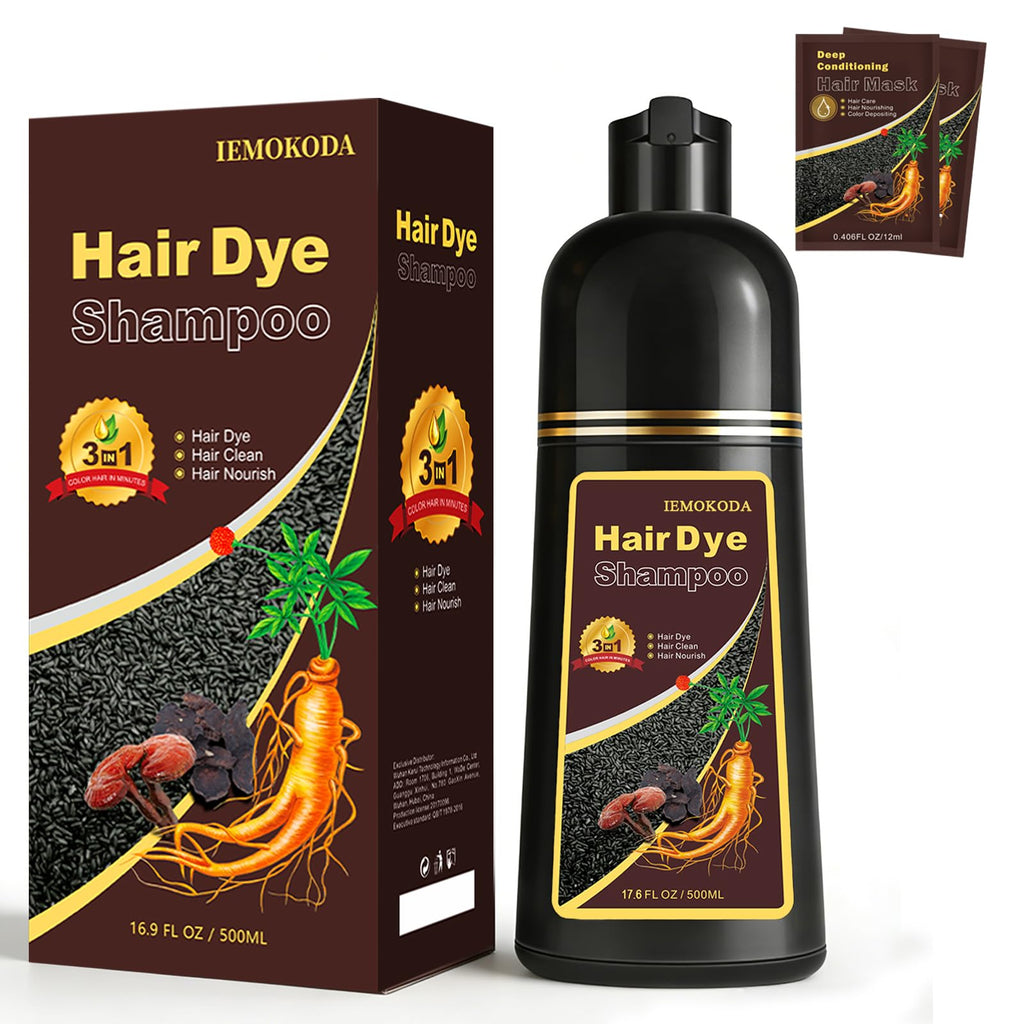 Msktasy Hair Dye Shampoo in Dark Wine Red – 3-in-1 Color, Care & Gray Coverage (500ml)