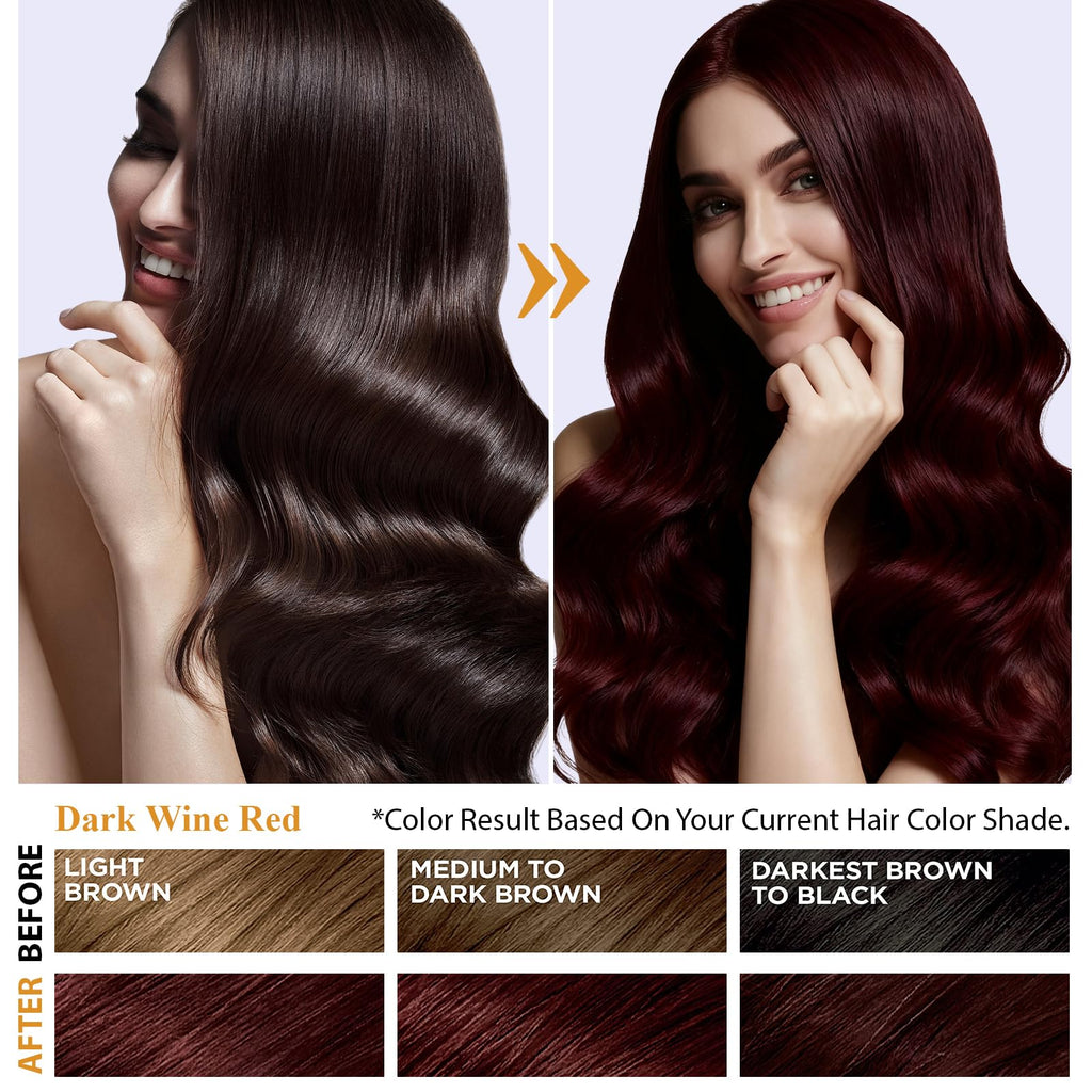 Msktasy Hair Dye Shampoo in Dark Wine Red – 3-in-1 Color, Care & Gray Coverage (500ml)